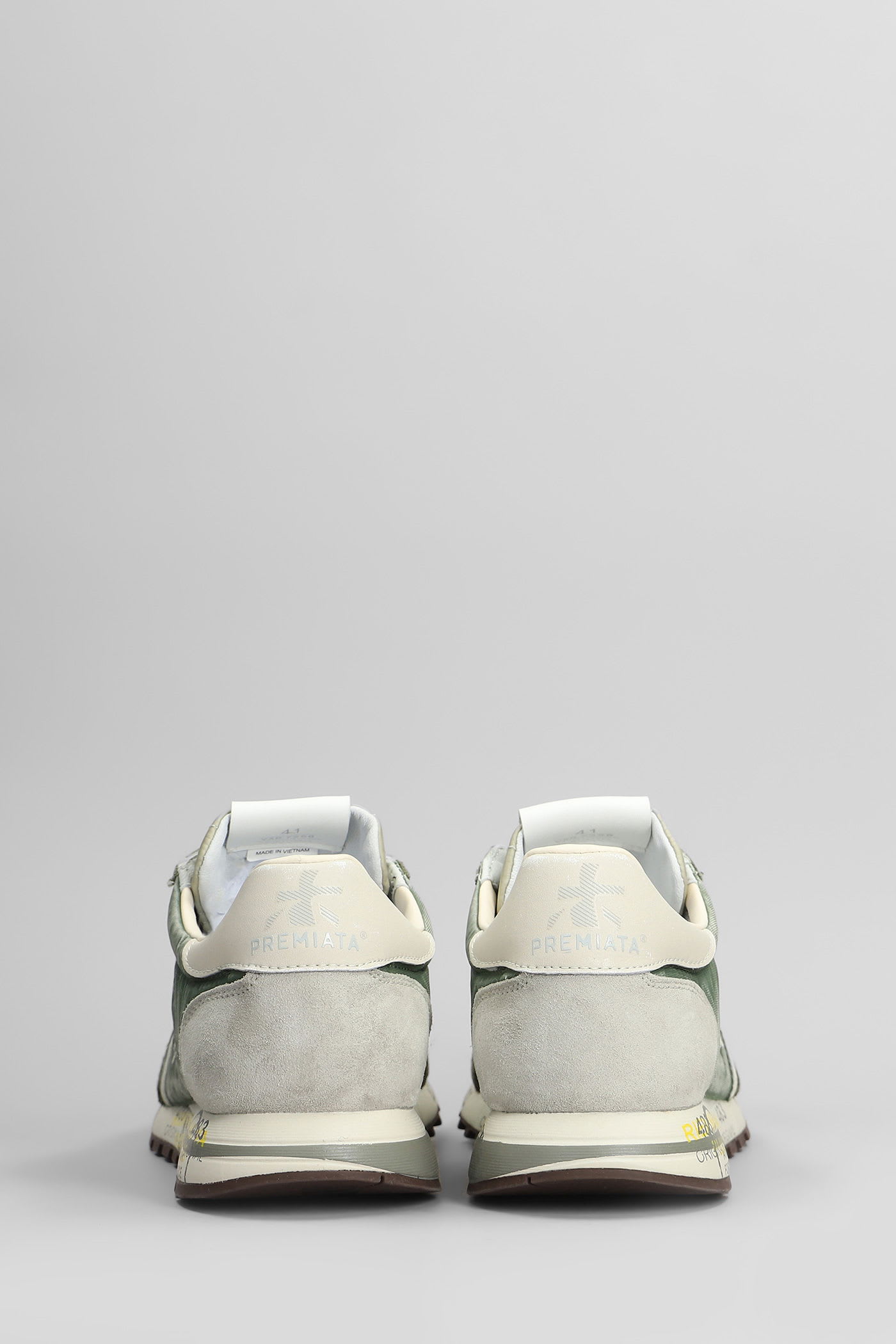 Premiata Lucy Sneakers In Green Suede And Fabric In Green