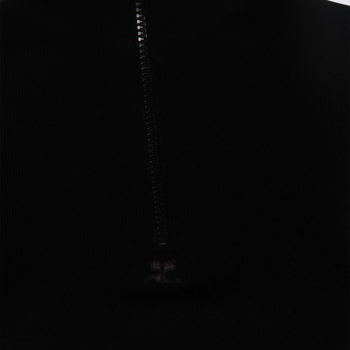 Courrèges Zipped Mockneck Sweater In Black