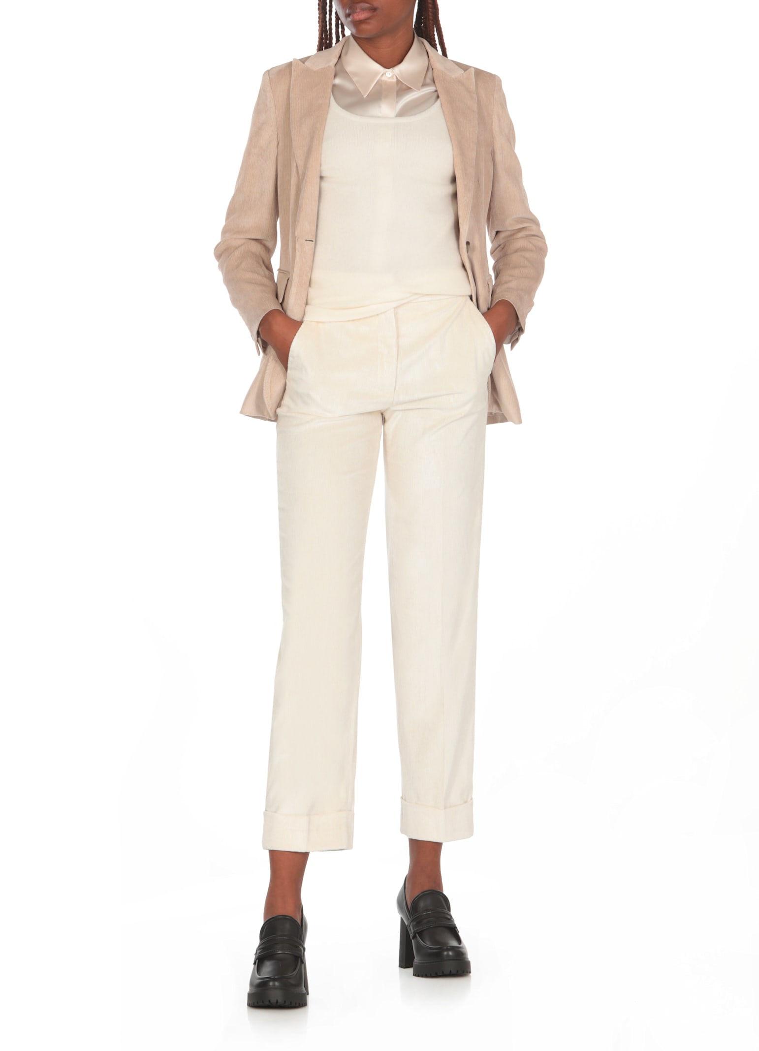 Shop Peserico Corduroy Blazer In Beige