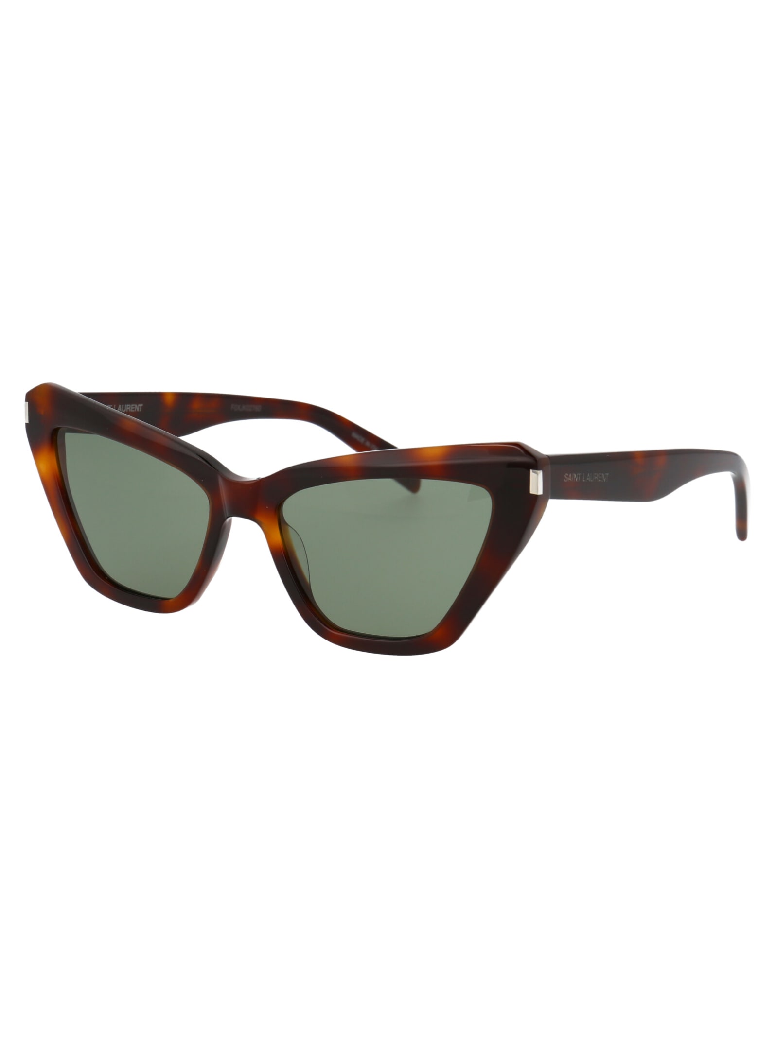 Shop Saint Laurent Sl 466 Sunglasses In 002 Havana Havana Green