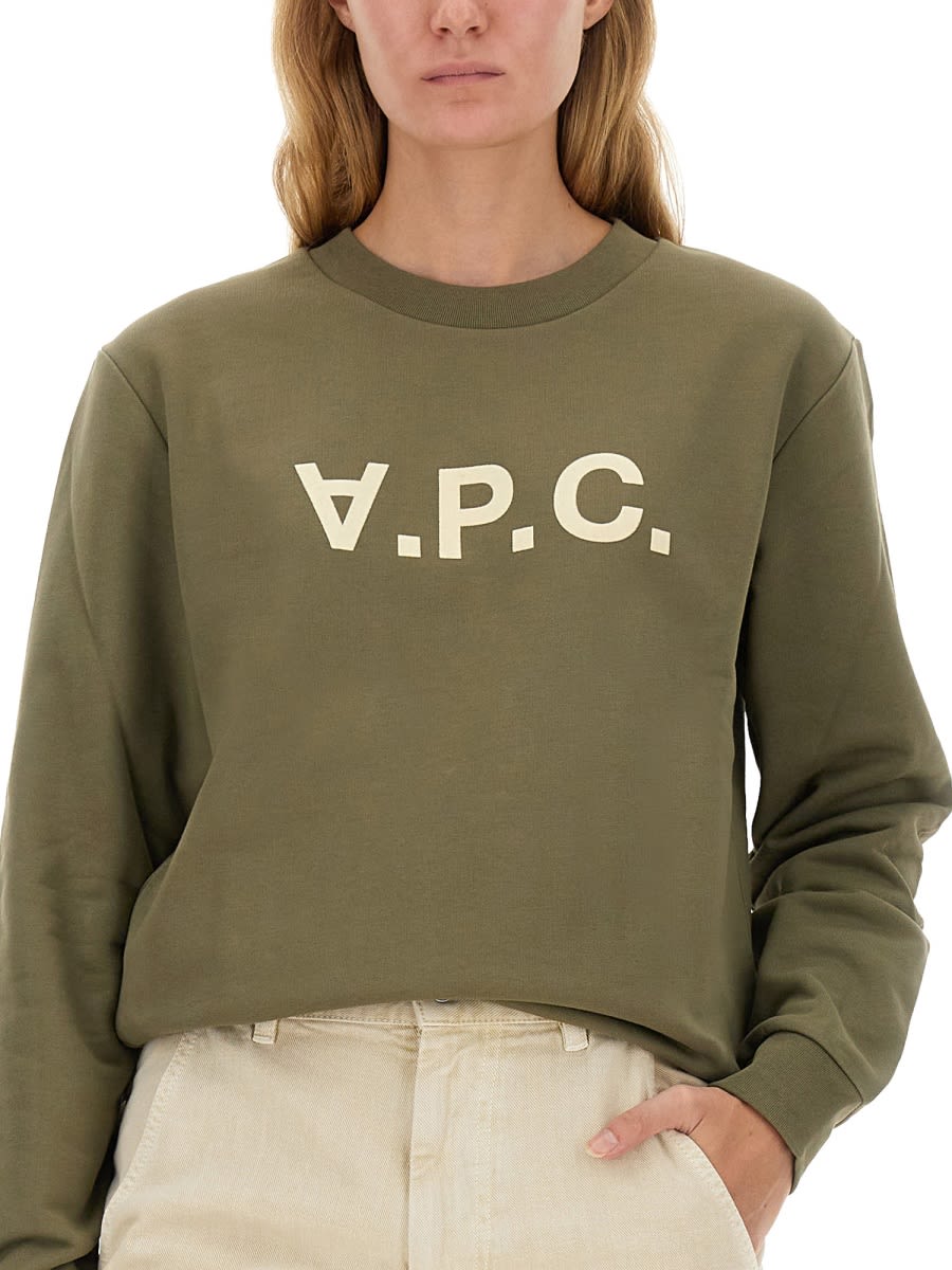 Shop Apc Sweatshirt With Logo In Brown