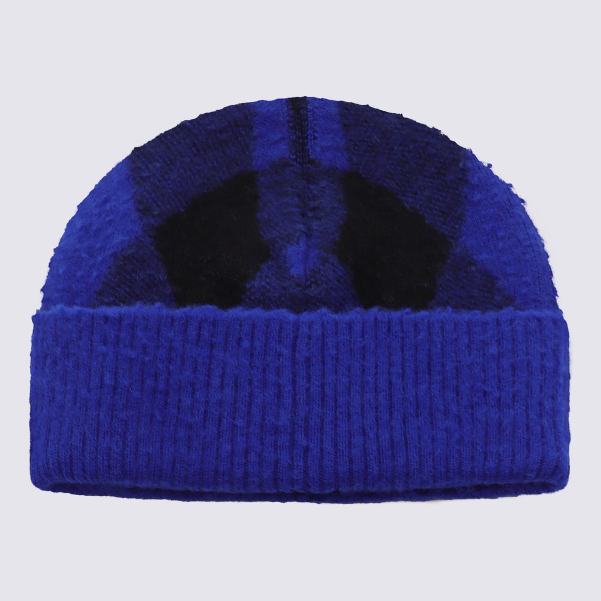 Shop Burberry Blue And Black Wool Hat In Knight/black