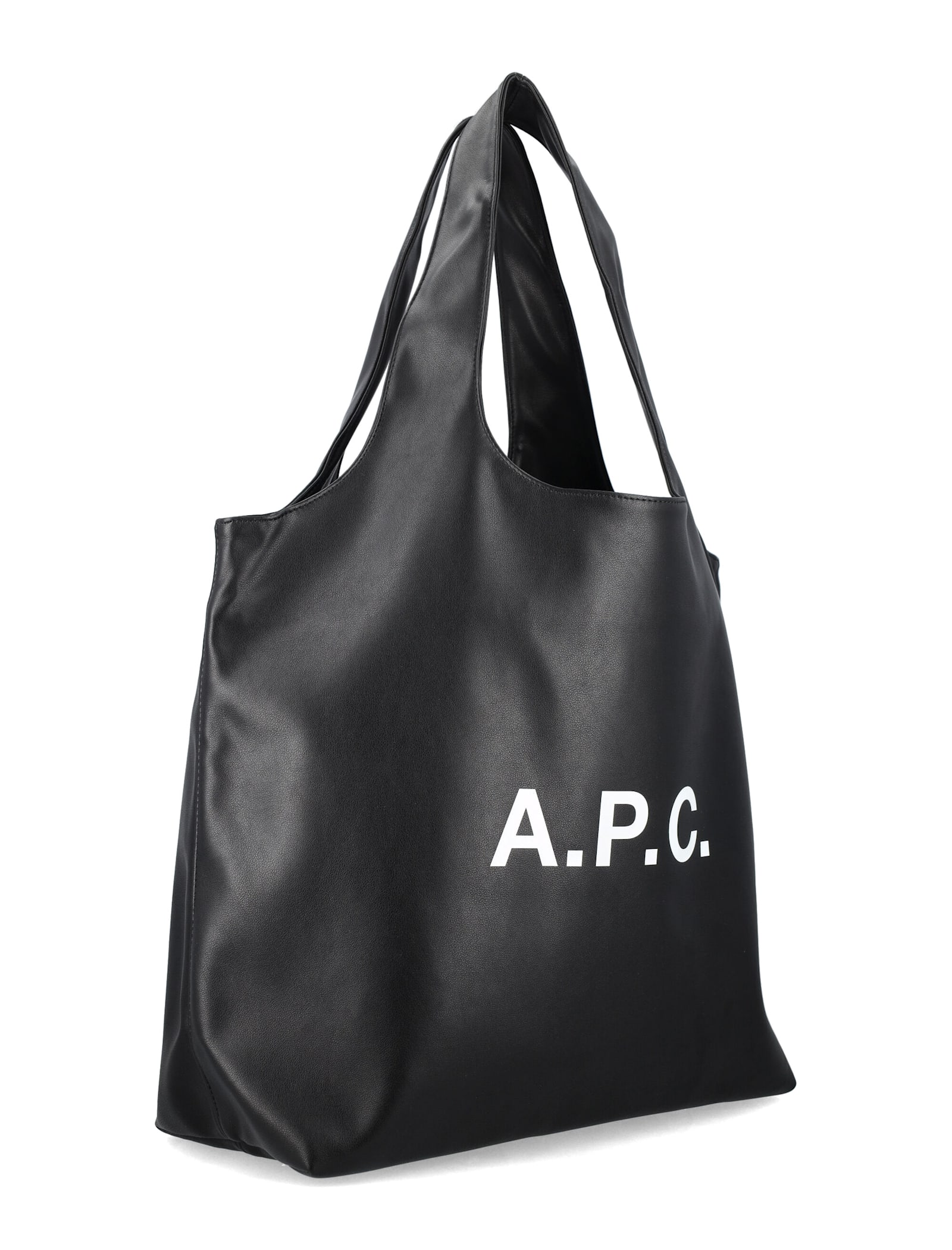 Apc A.p.c. Ninon Black Small Faux Leather Tote In Black
