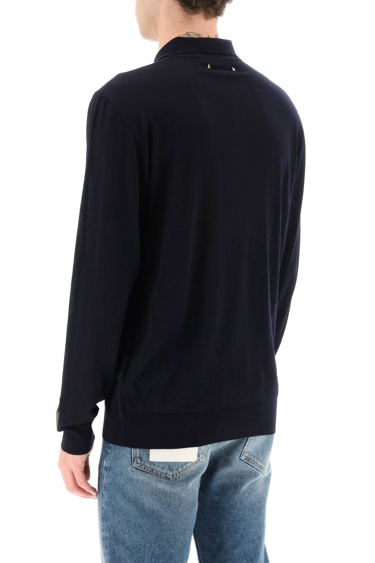 Golden Goose Long-sleeve Knit Polo Shirt In Navy (blue)
