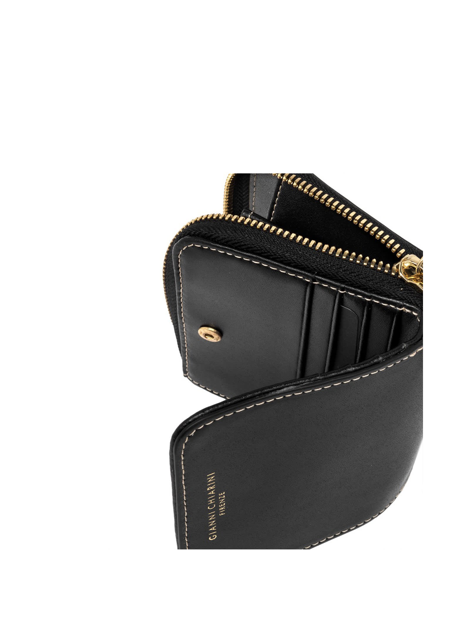 Shop Gianni Chiarini Small Black Cowhide Wallet In Nero