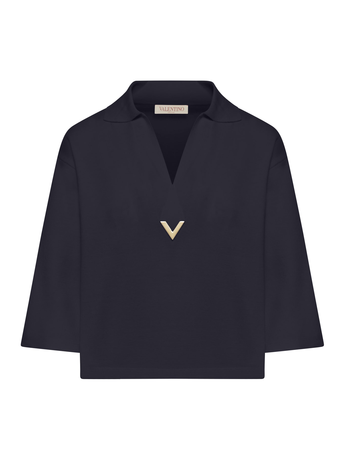 Shop Valentino Jumper With V Detail In Navy