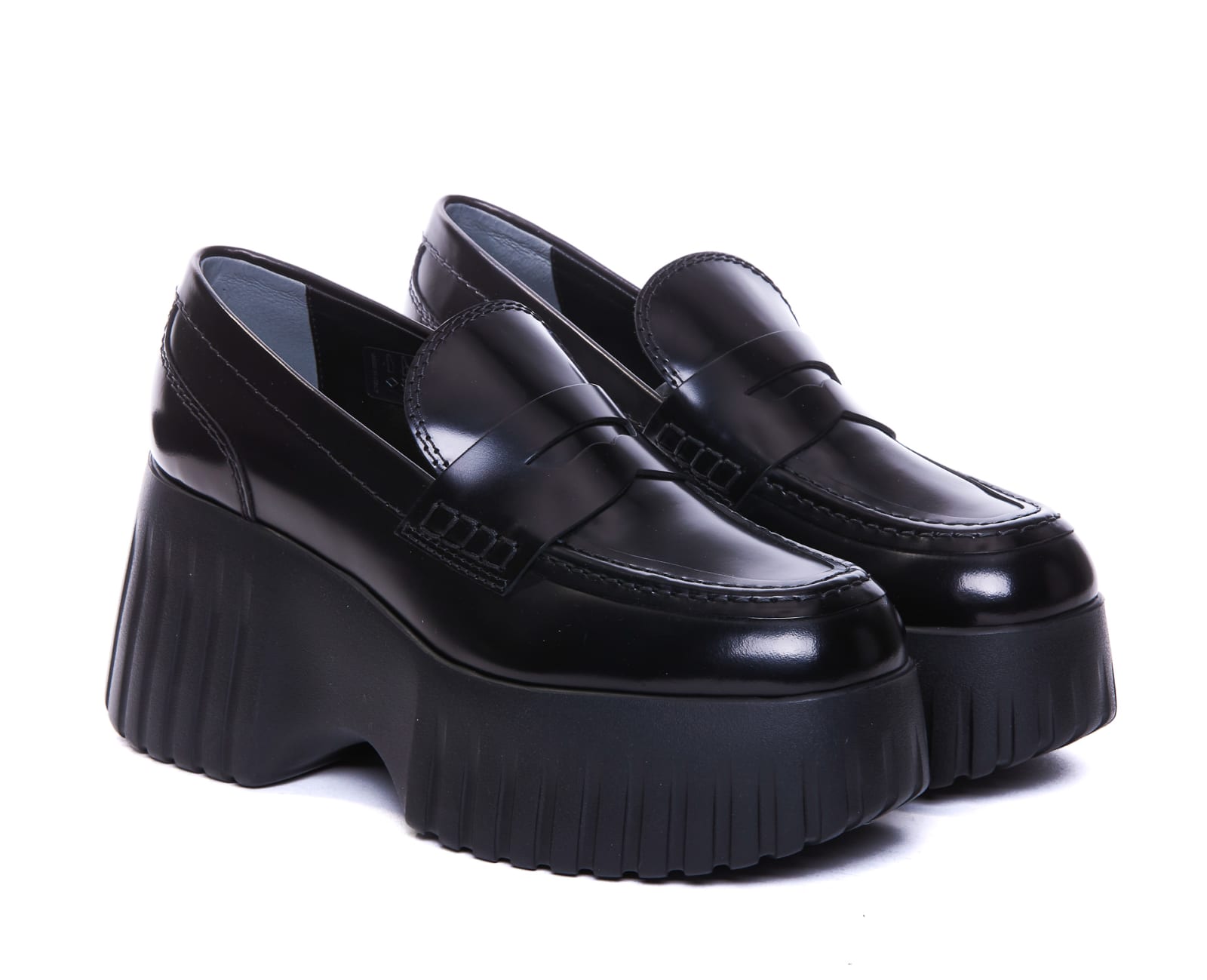 Shop Hogan H-stripes Loafers In Black