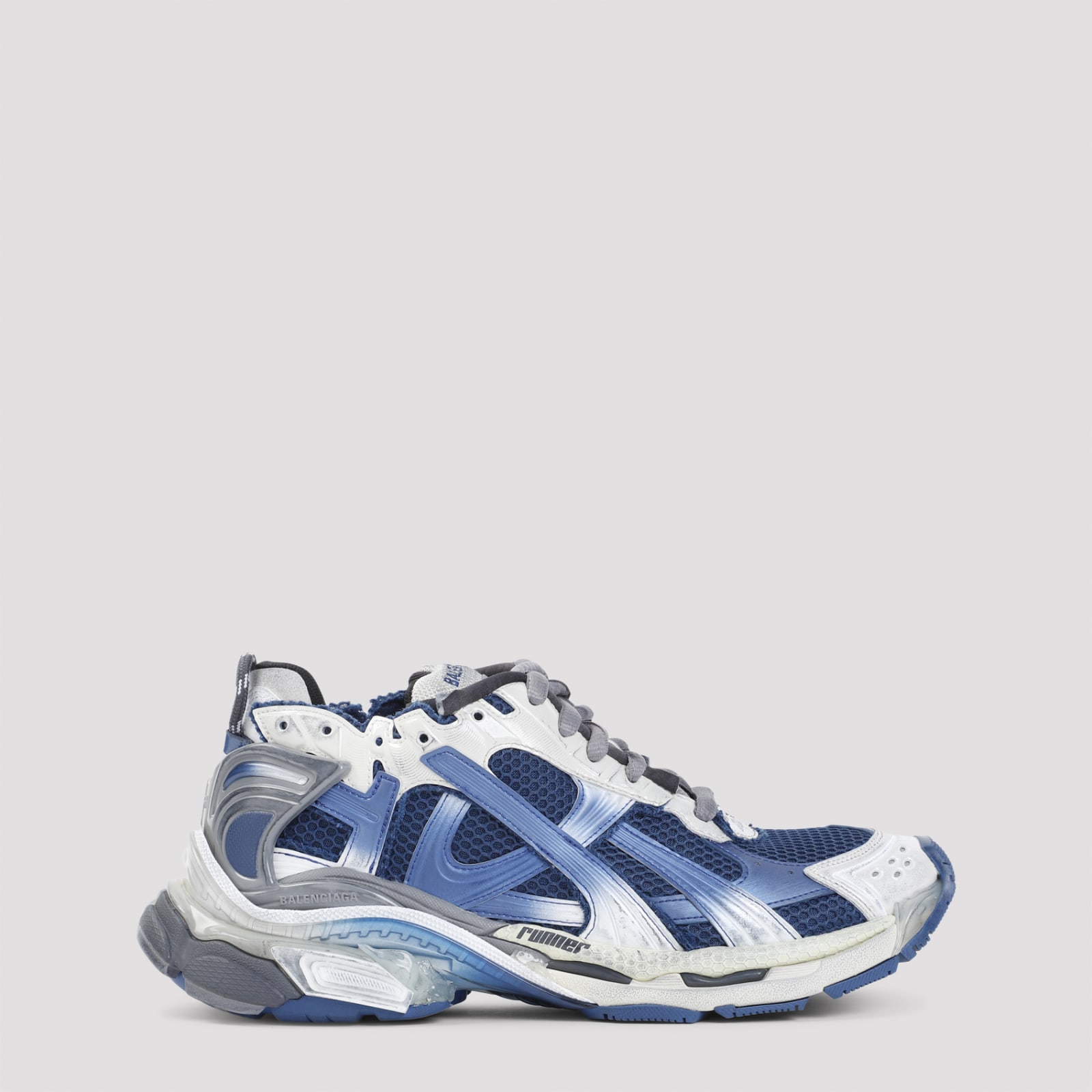 Shop Balenciaga Runner Sneakers In Beige Navy Grey