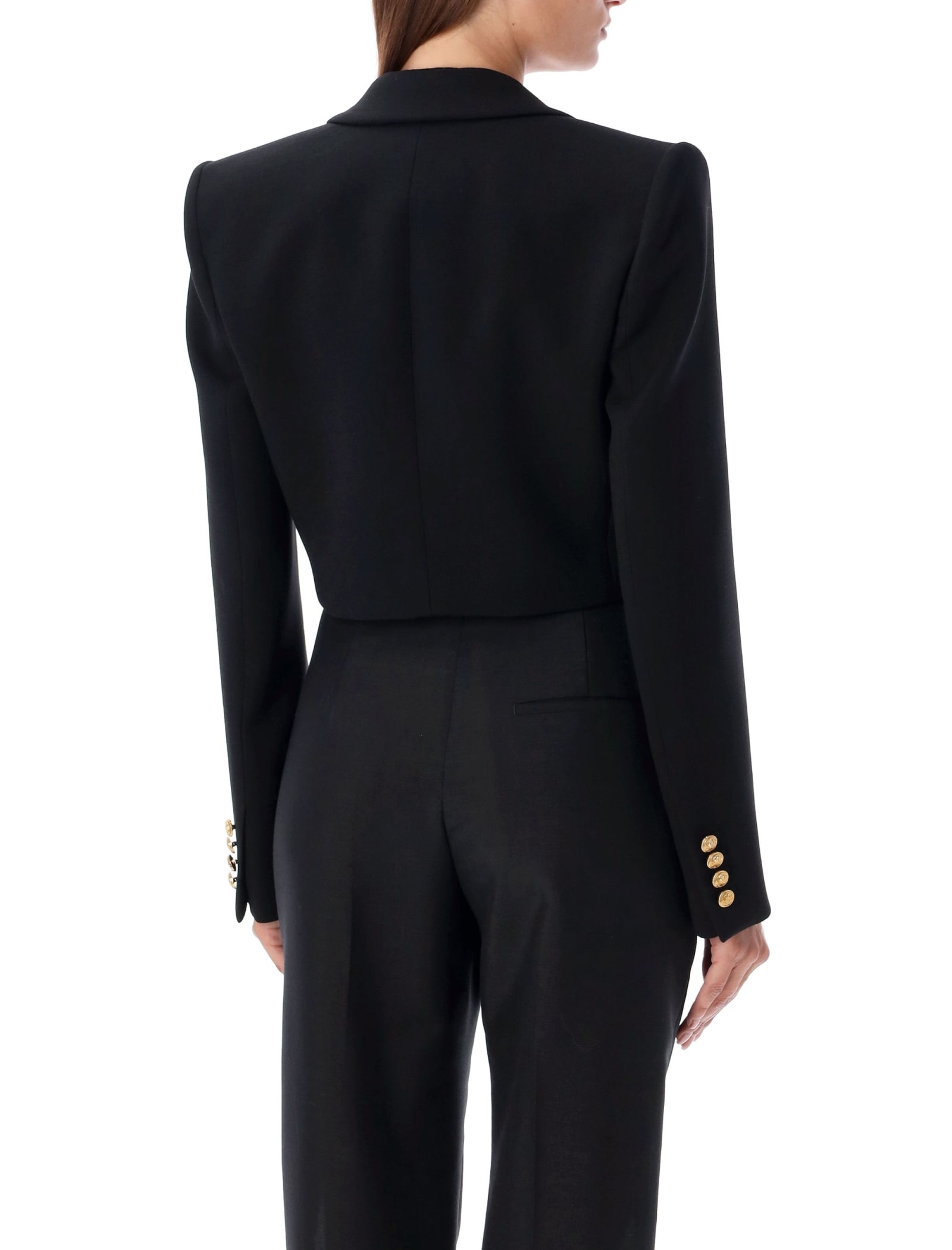 Shop Chloé Gold Cropped Jacket In Black