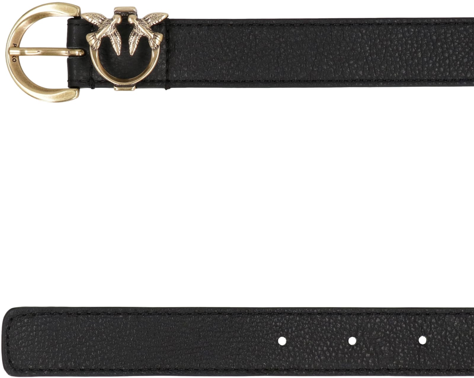 Shop Pinko Logo Buckle Leather Belt In Nero-antique Gold