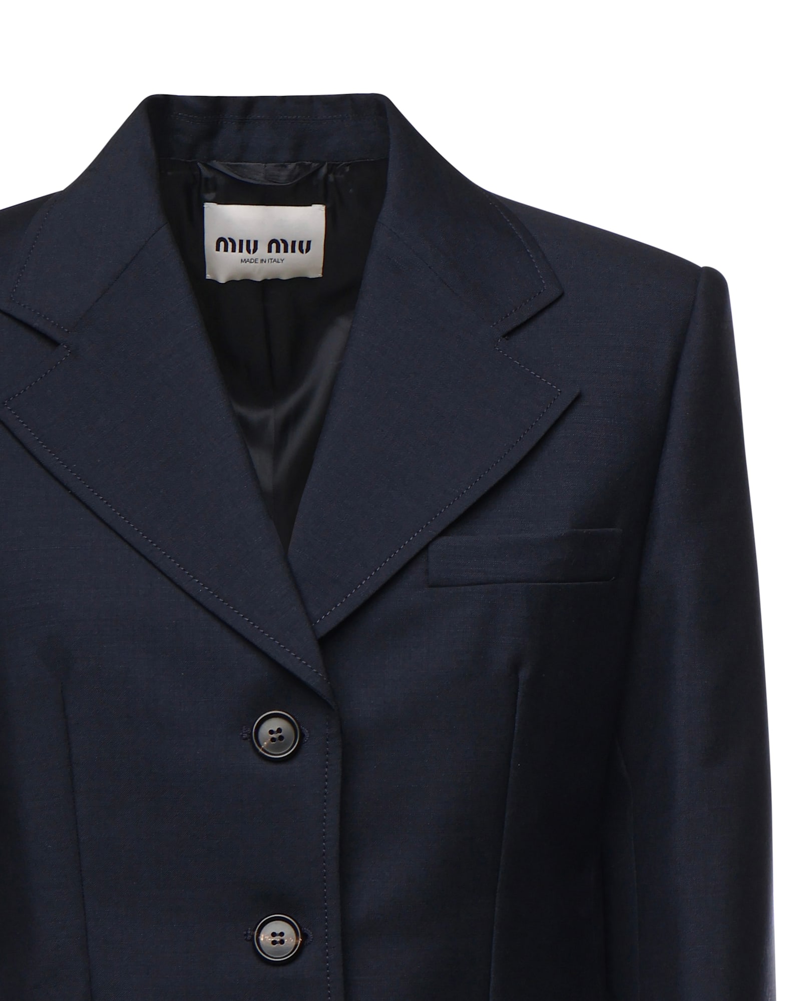 Miu Miu Single-breasted Jacket In Kid Mohair In Black