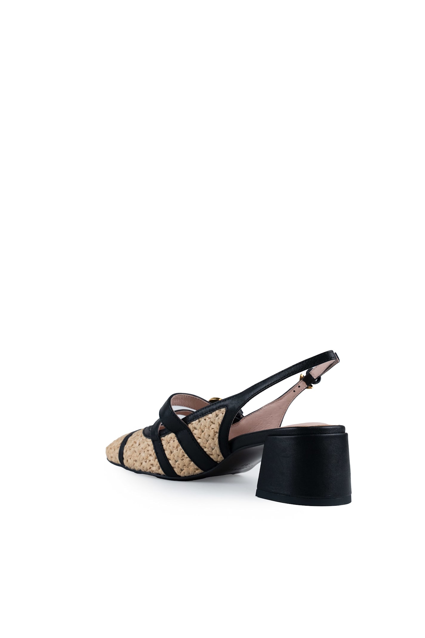 Coccinelle Maia Crochet Straw Slingback Shoes In Black