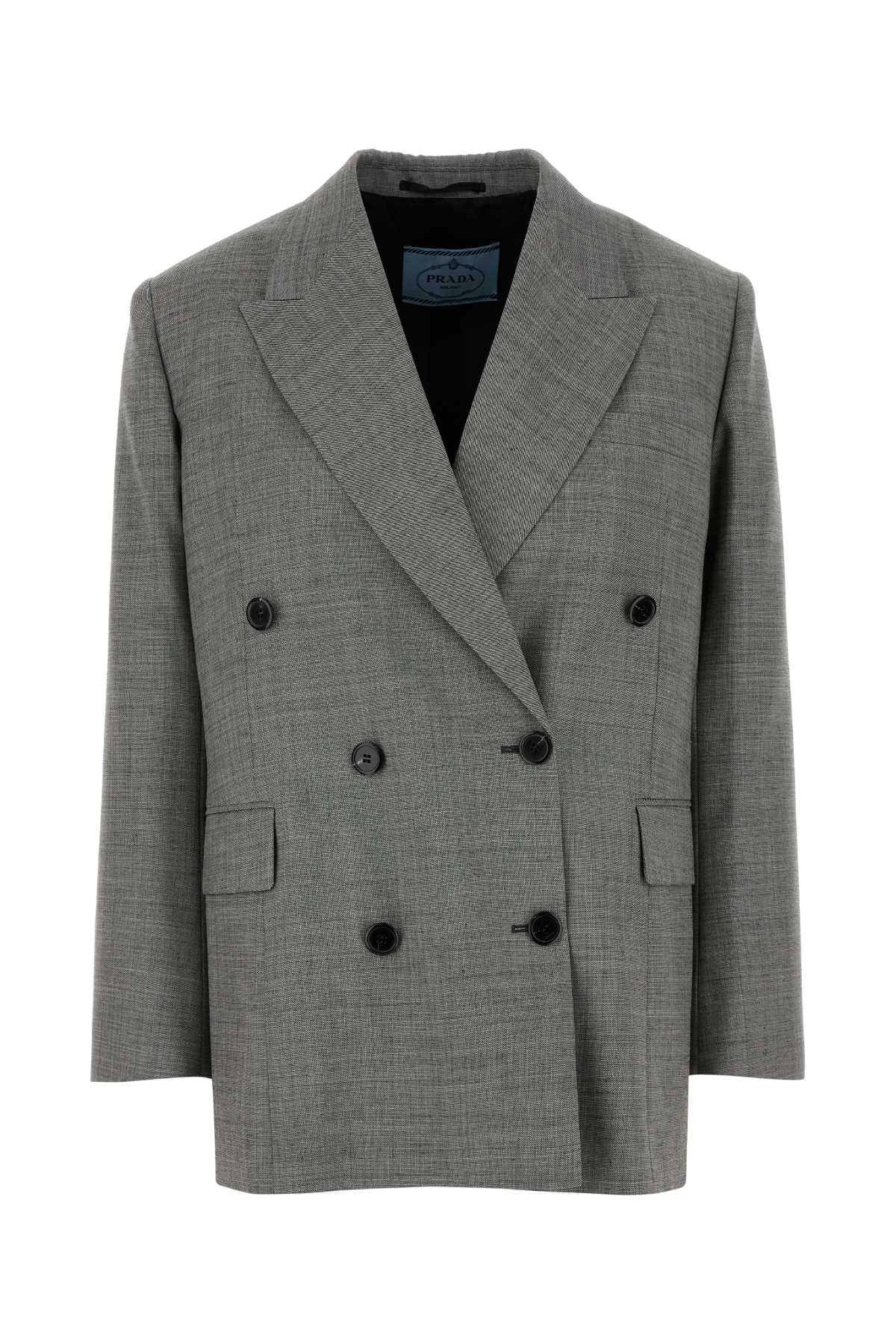 PRADA GREY WOOL BLAZER
