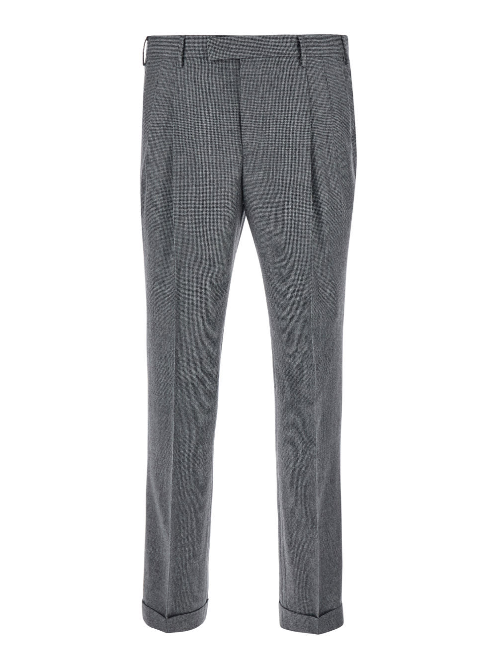 Shop Pt Torino Grey Slim Pants With Concealed Closure In Fabric Man