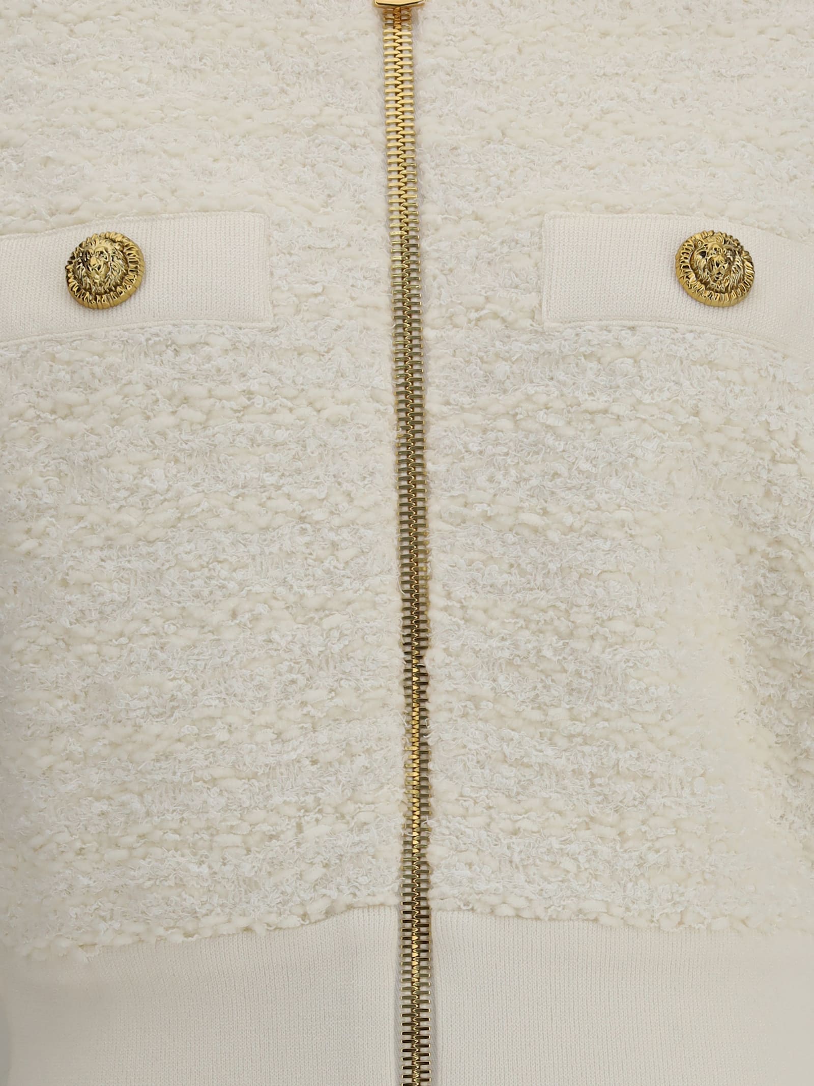 Balmain Tweed Bomber Jacket In Neutral