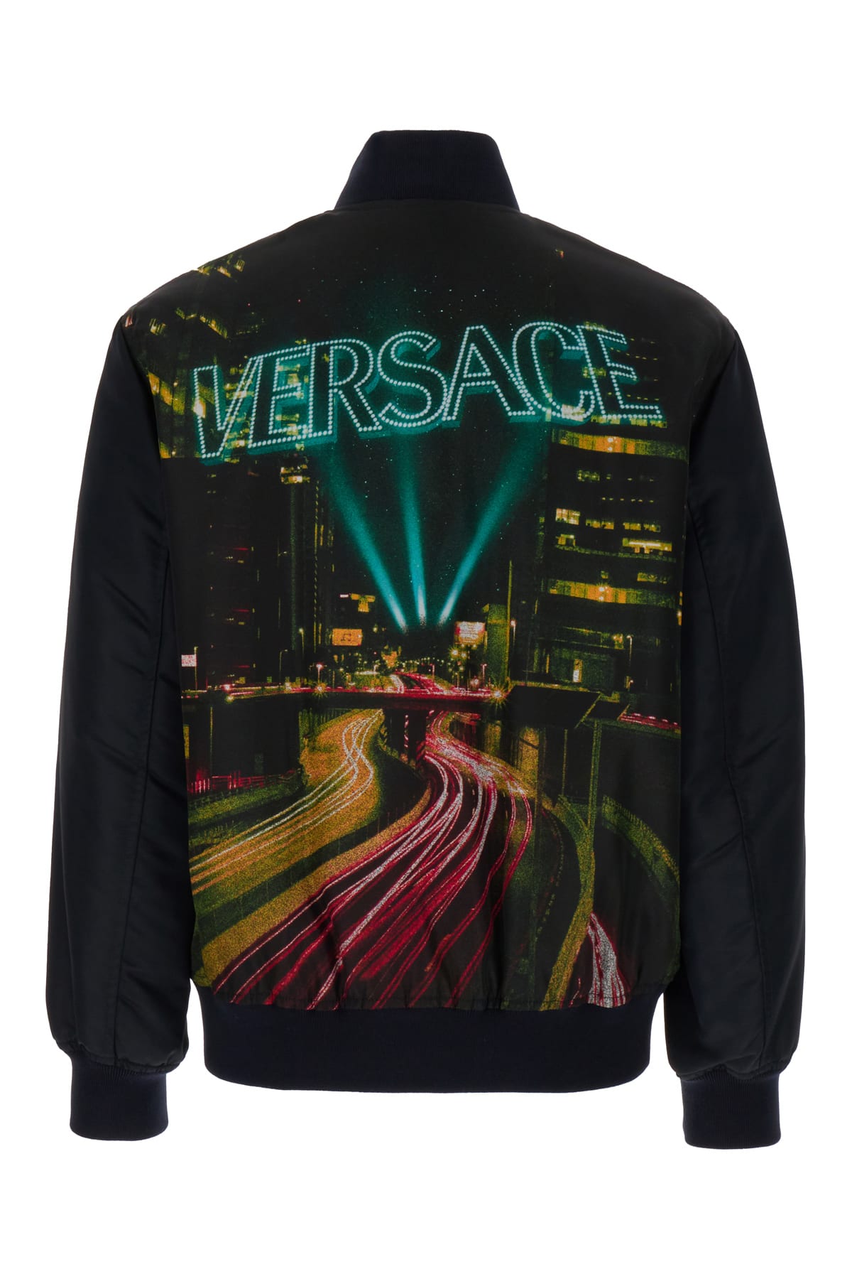 Shop Versace Black Nylon Padded Bomber In 5x000