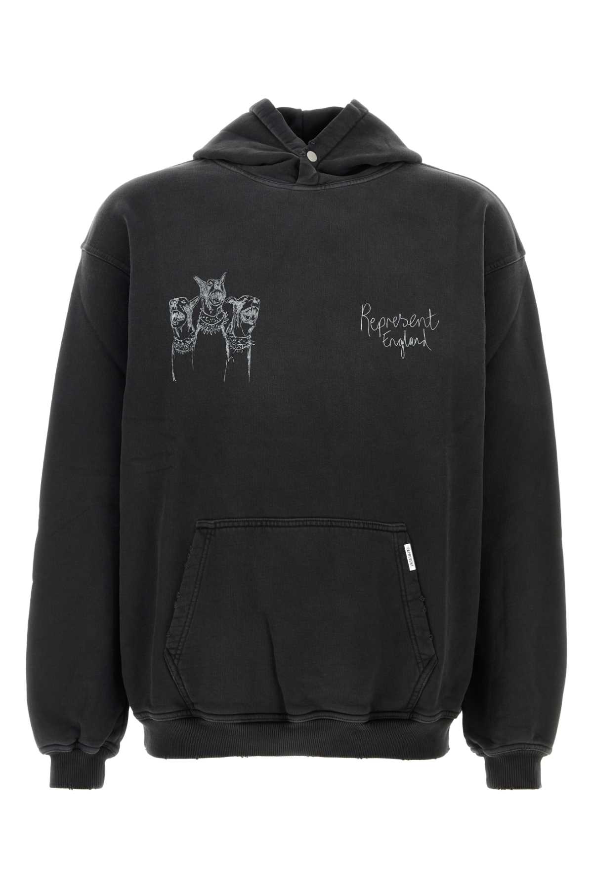 Represent Black Cotton Oversize Thoroughbred Dogs Sweatshirt In Black
