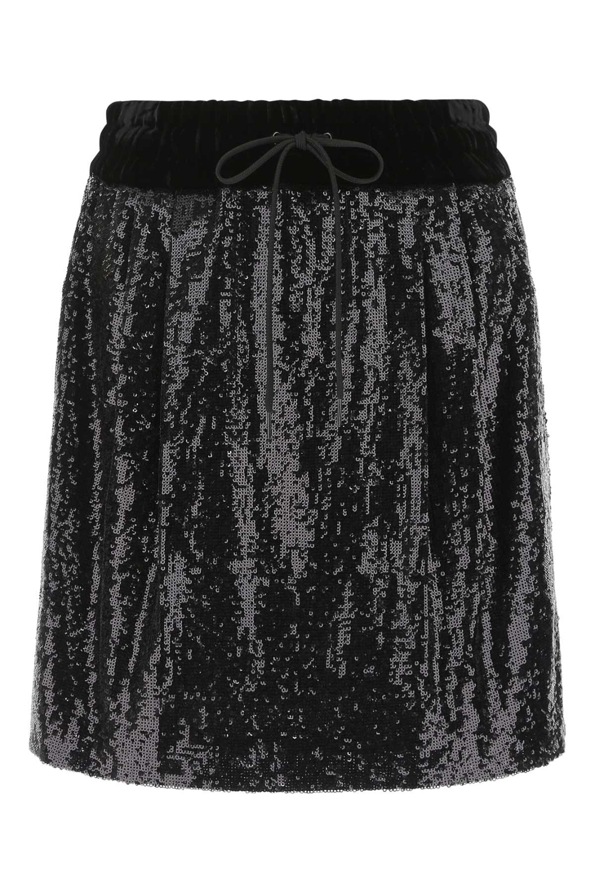 Miu Miu Black Sequins Mini Skirt In F0002