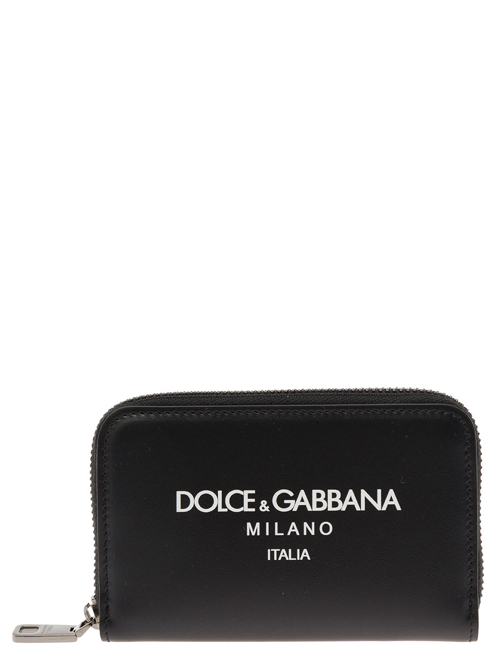 Shop Dolce & Gabbana Black Card-holder With Zip And Logo Print In Leather Man