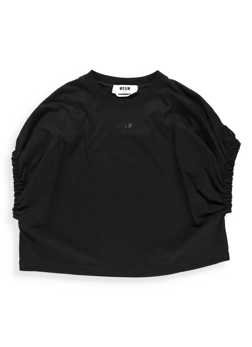 Msgm Cotton Cropeed T-shirt In Black