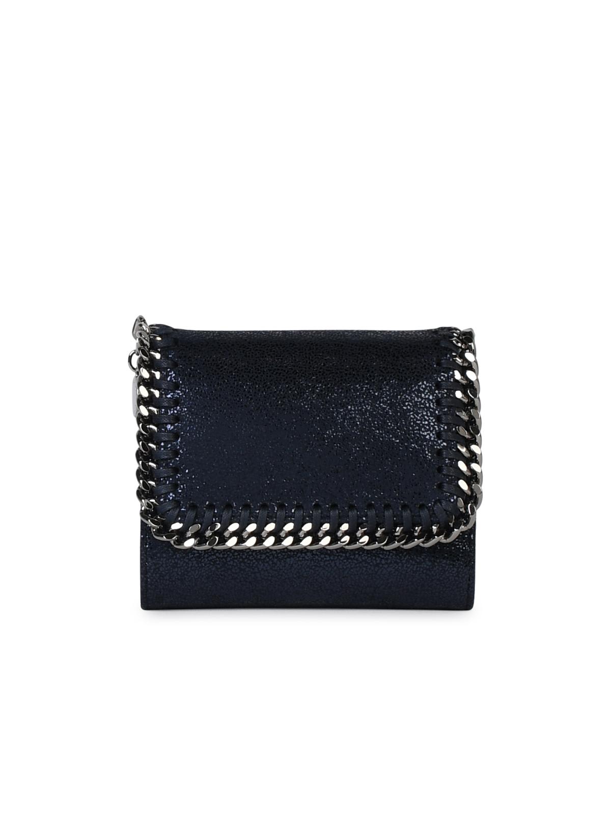 Shop Stella Mccartney Small Falabella Tri-fold Blue Recycled Polyester Wallet