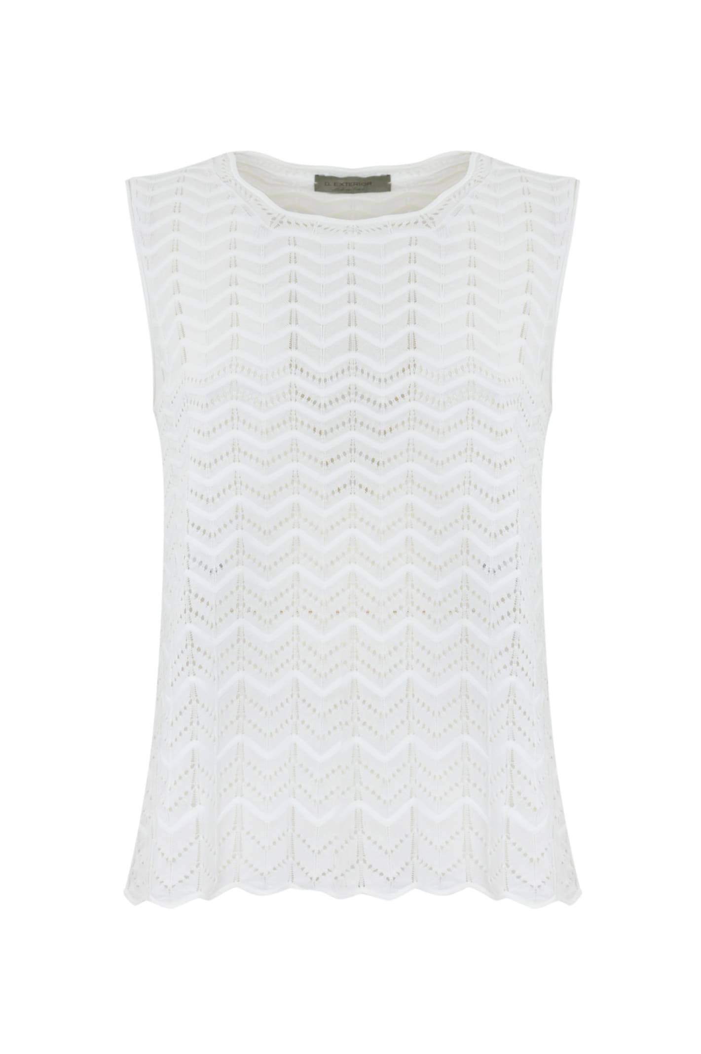 D. Exterior Long Perforated Top In Cotton And Viscose