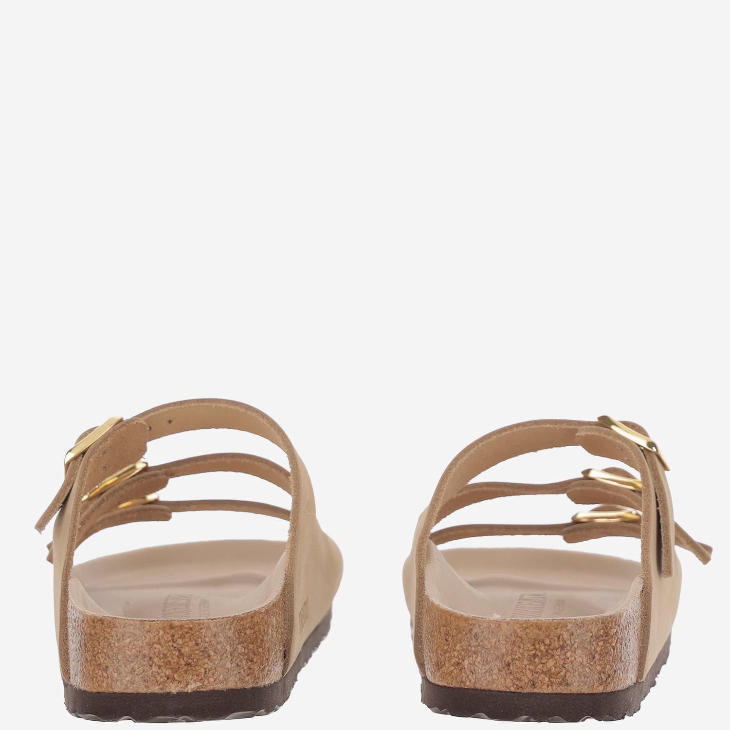 Birkenstock Beige Leather Florida Slippers In Pink