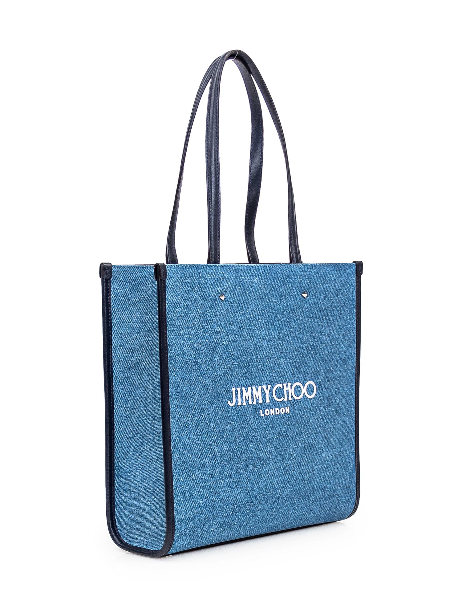 Shop Jimmy Choo Tote Bag M In Denim/navy/white/silver