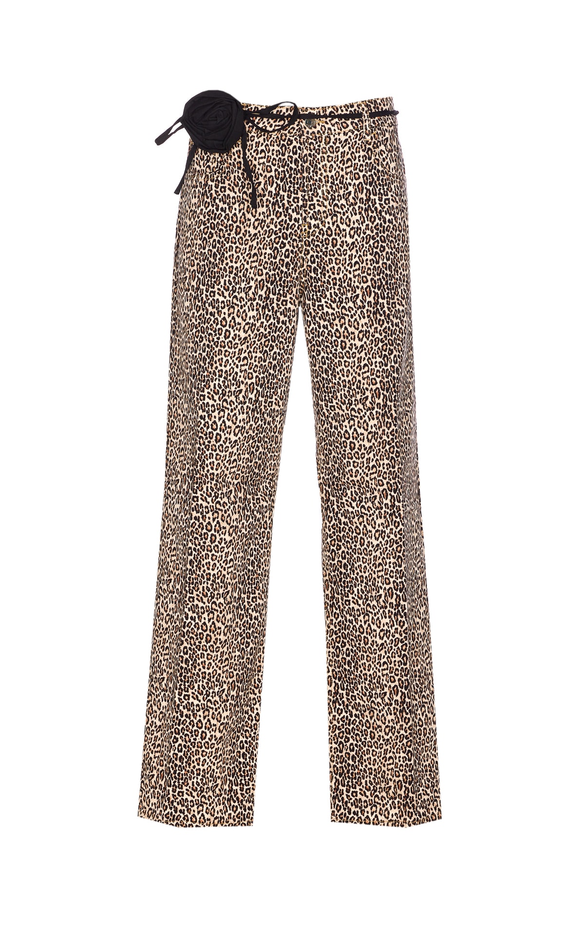 Liu •jo Trousers Animal Print Roses Detail In Multi