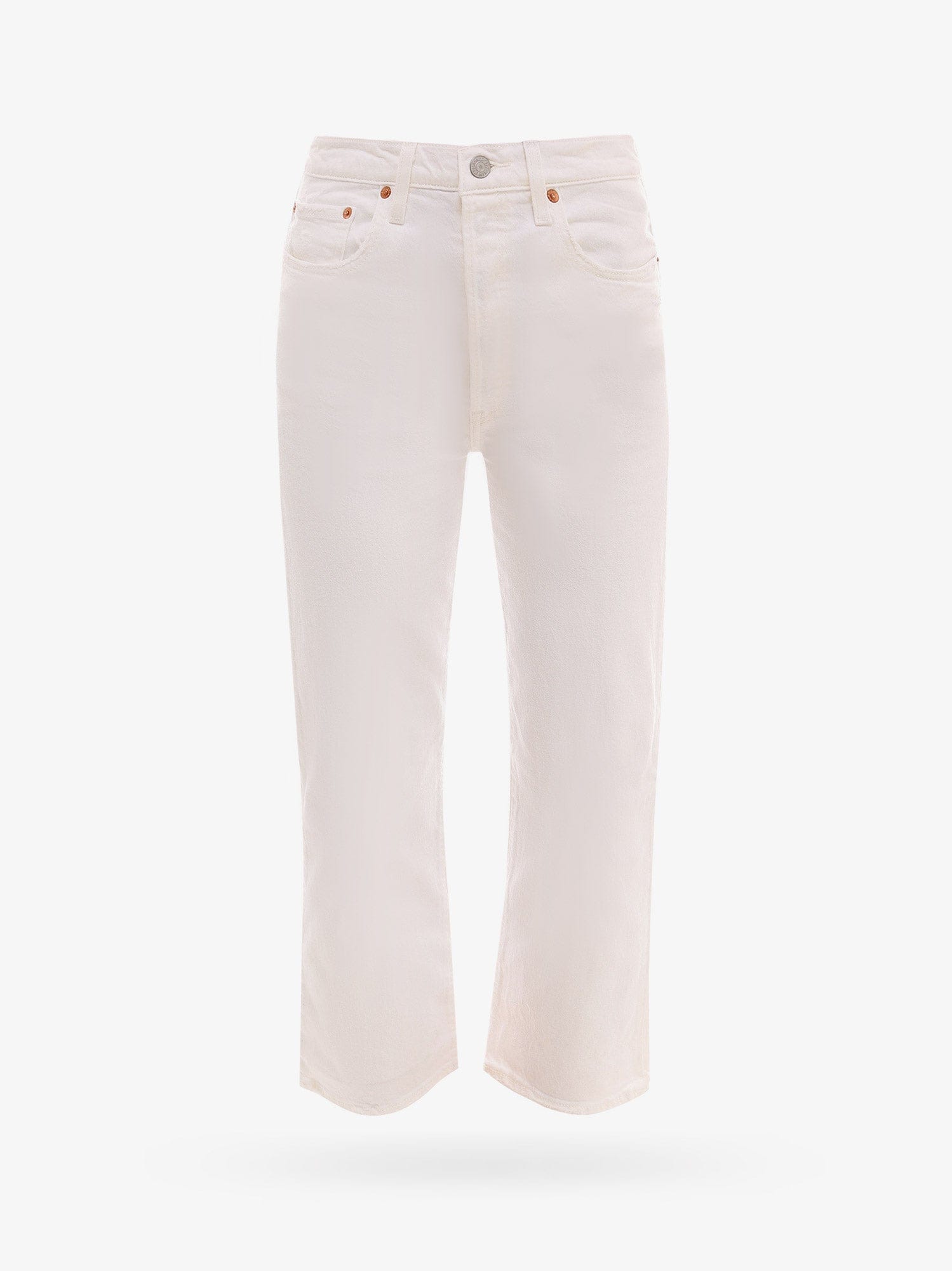 Levi's Levis Womens Ecru Booper No Damage 501 Cropped Straight-leg High-rise Jeans In White