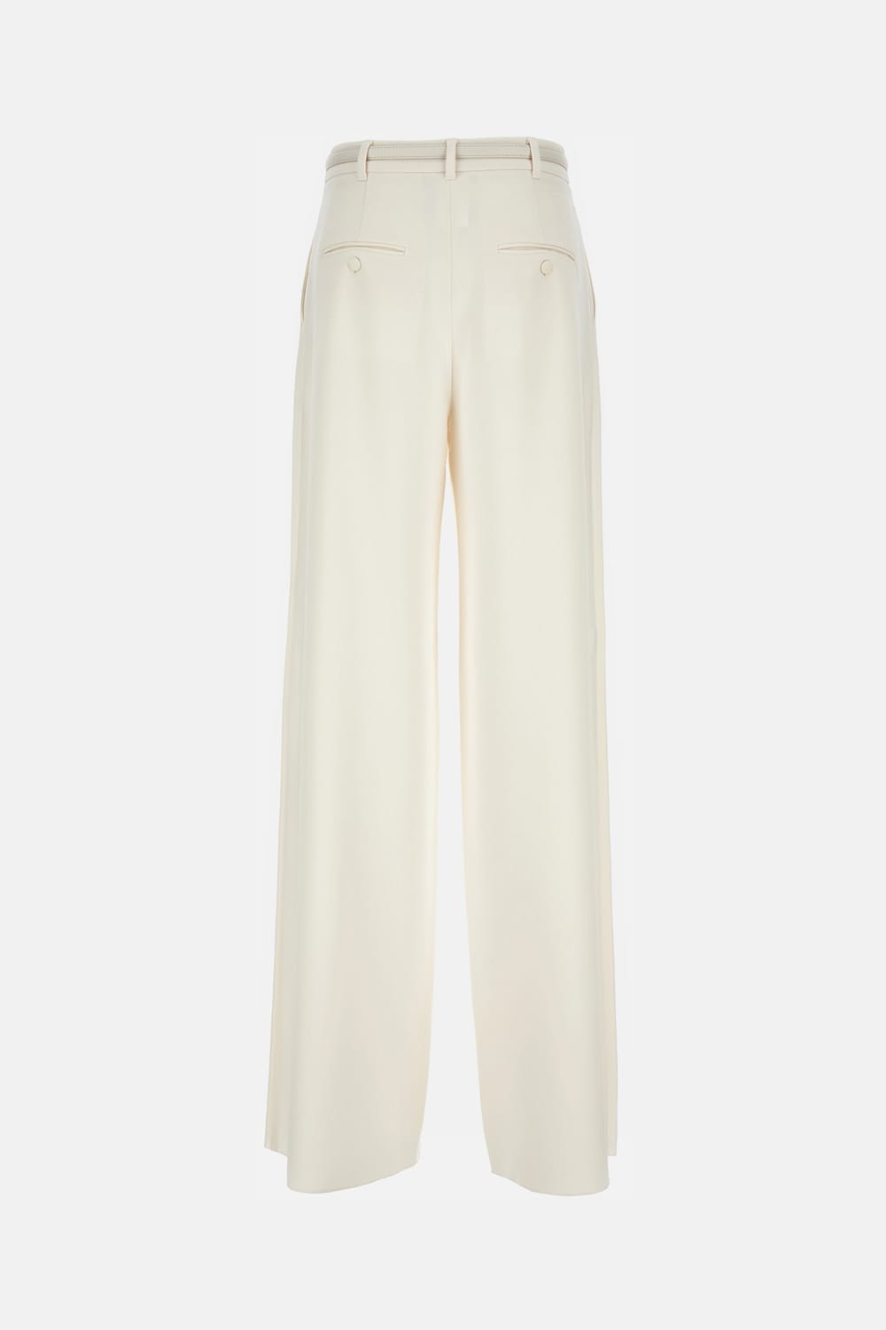 Max Mara Wide Leg Trousers With Leather Belt In White