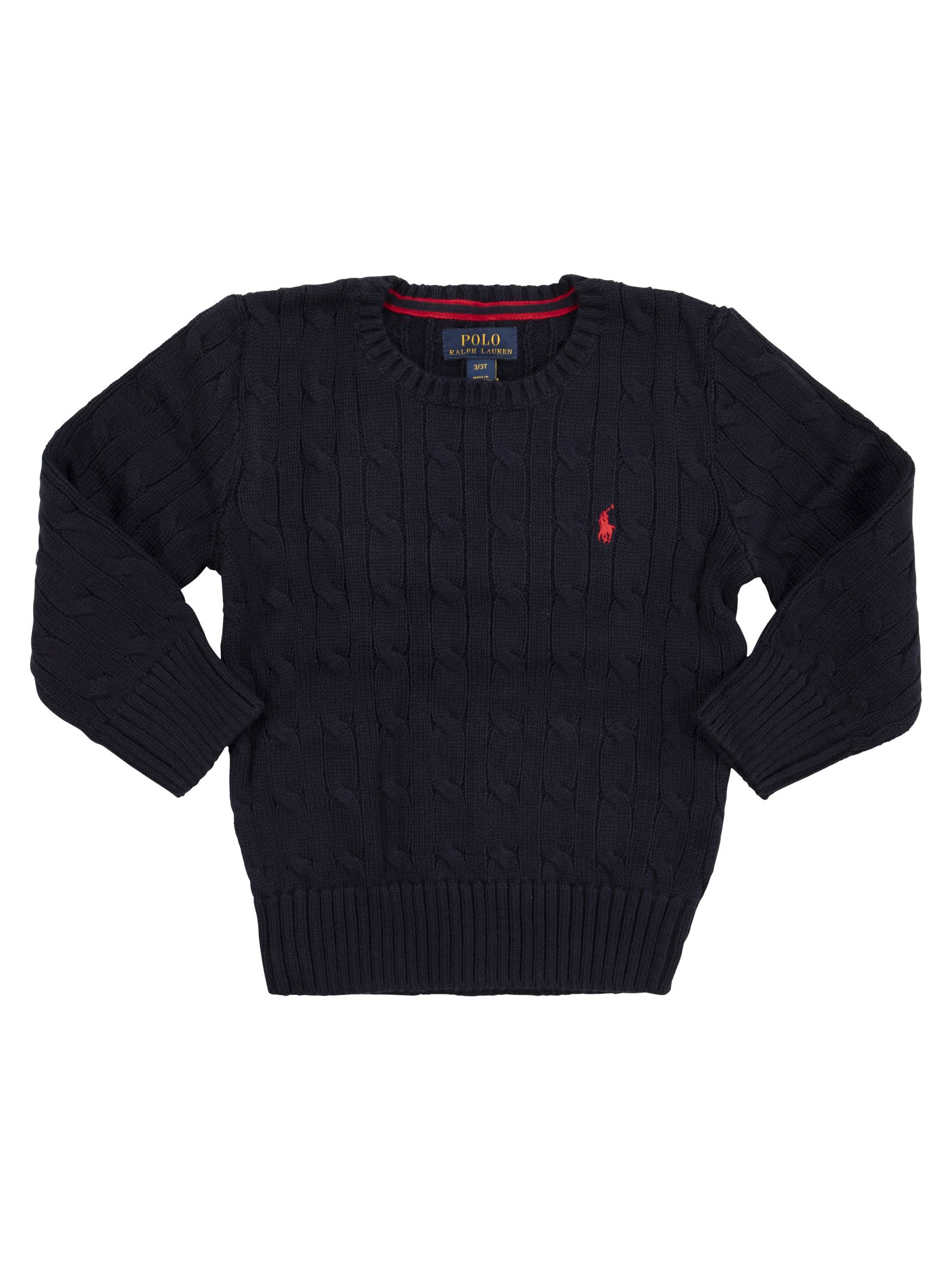 Shop Polo Ralph Lauren Crew-neck Cotton Cable-knit Sweater In Navy