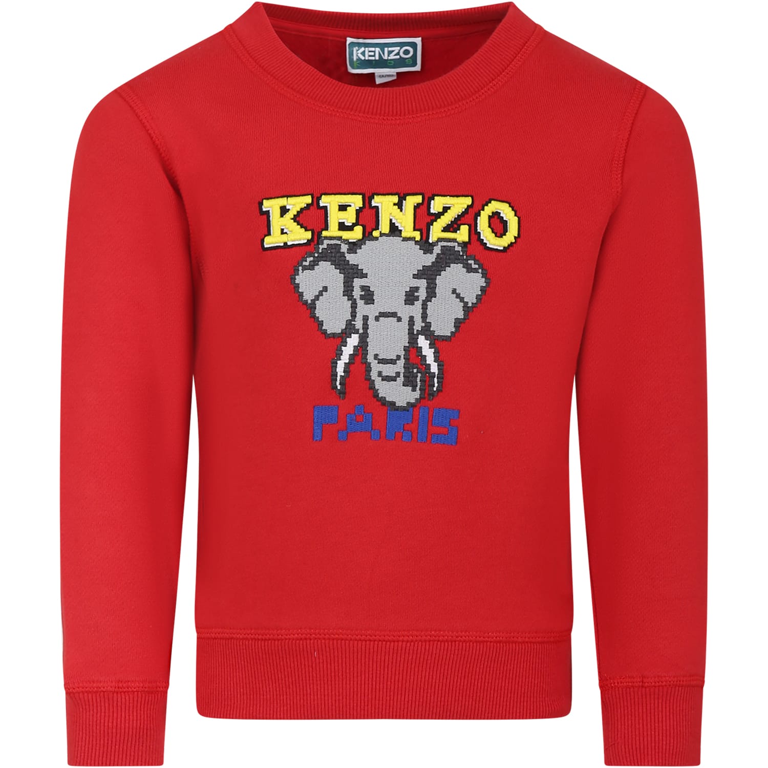 Shop Kenzo Red Sweatshirt For Kids With Elephant And Logo In Rosso
