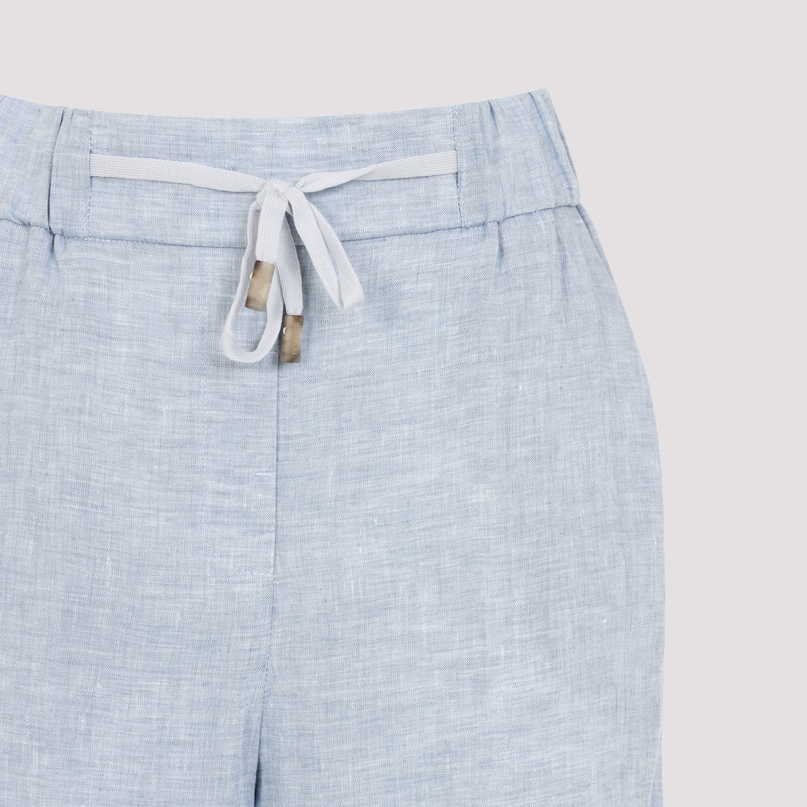 Peserico Pinstriped Linen Straight Trousers In Azzurro