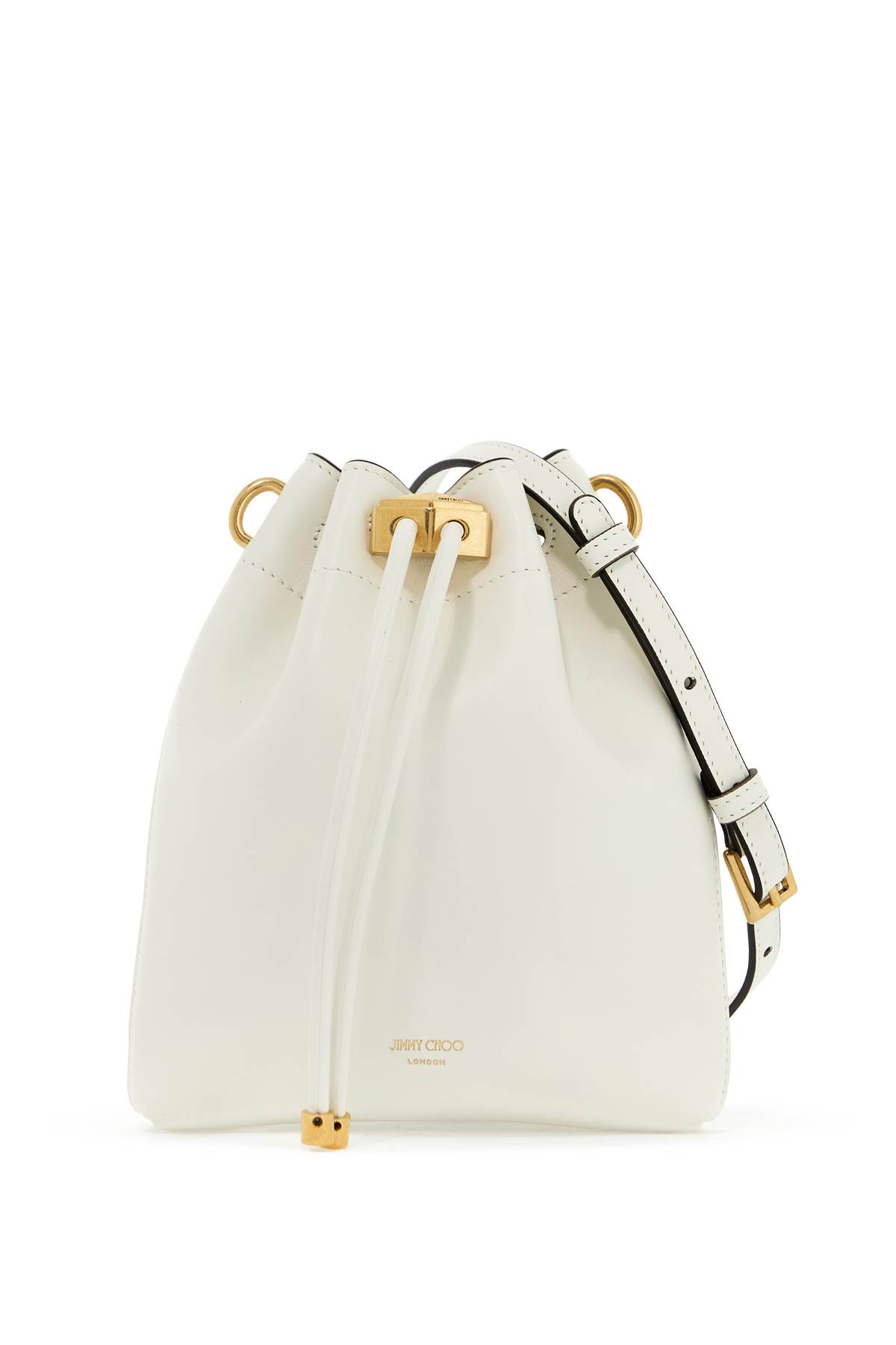 Shop Jimmy Choo Bon Bon Bucket N/s Shoulder Bag In Latte Gold (white)