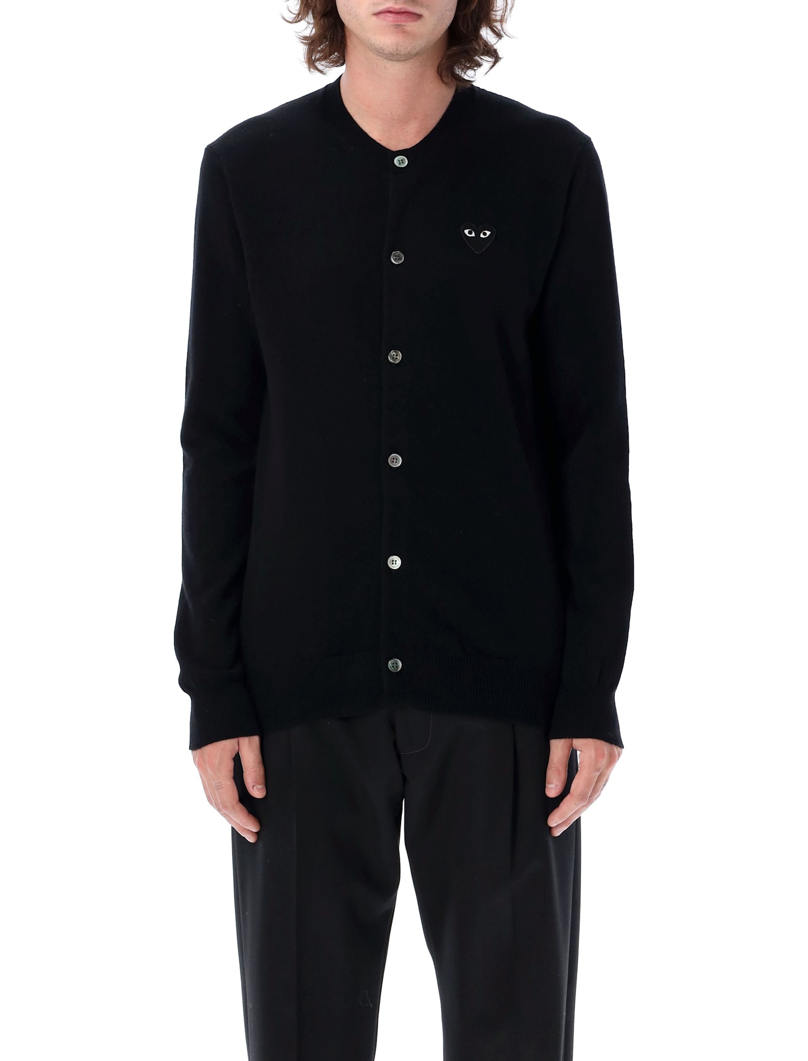 Comme Des Garçons Play Cardigan Black Heart Patch In Black