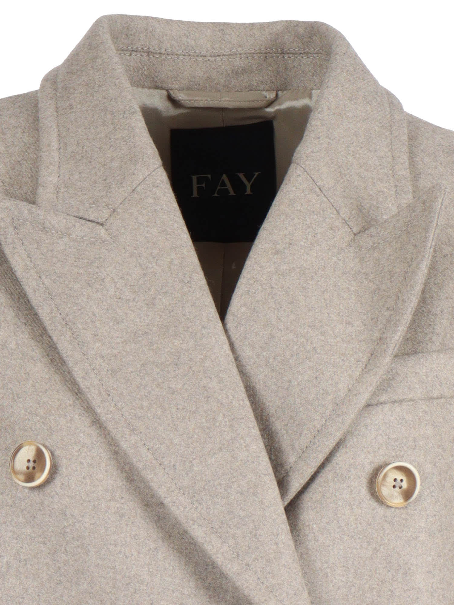 Fay Double-breasted Coat With Hook In Gray