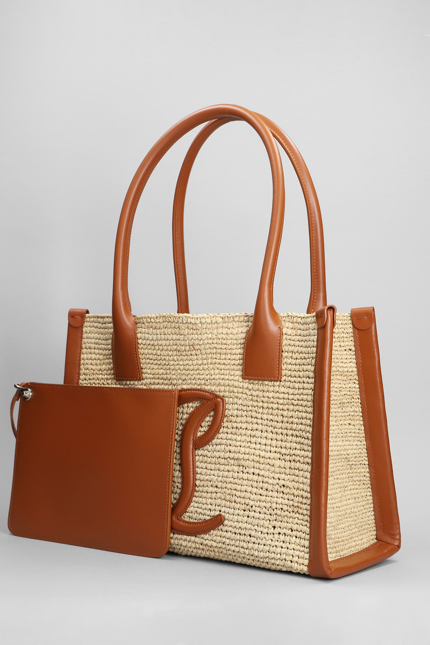 Shop Christian Louboutin By My Side Tote In Beige Raffia