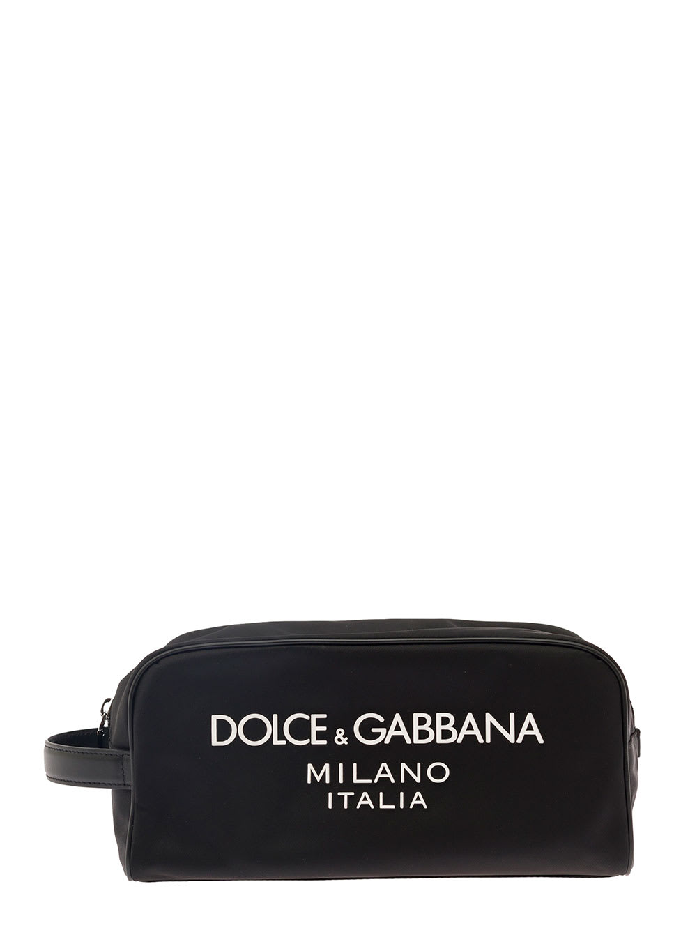Shop Dolce & Gabbana Black Beauty Case With Contrasting Logo In Fabric And Leather Man