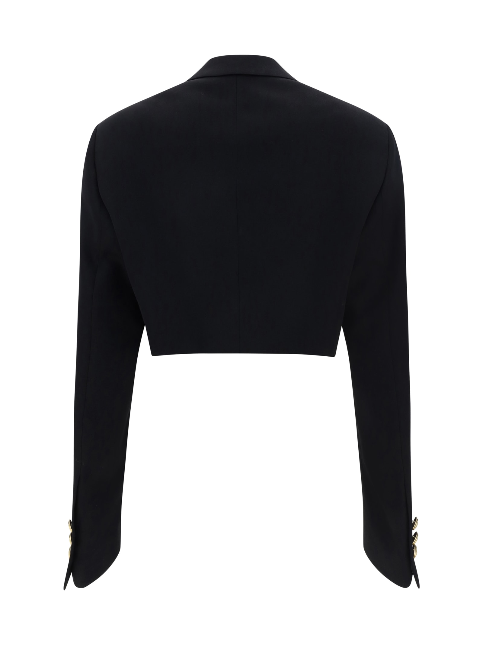 Palm Angels Double-breasted Cropped Blazer With Gold Button Accents In Black