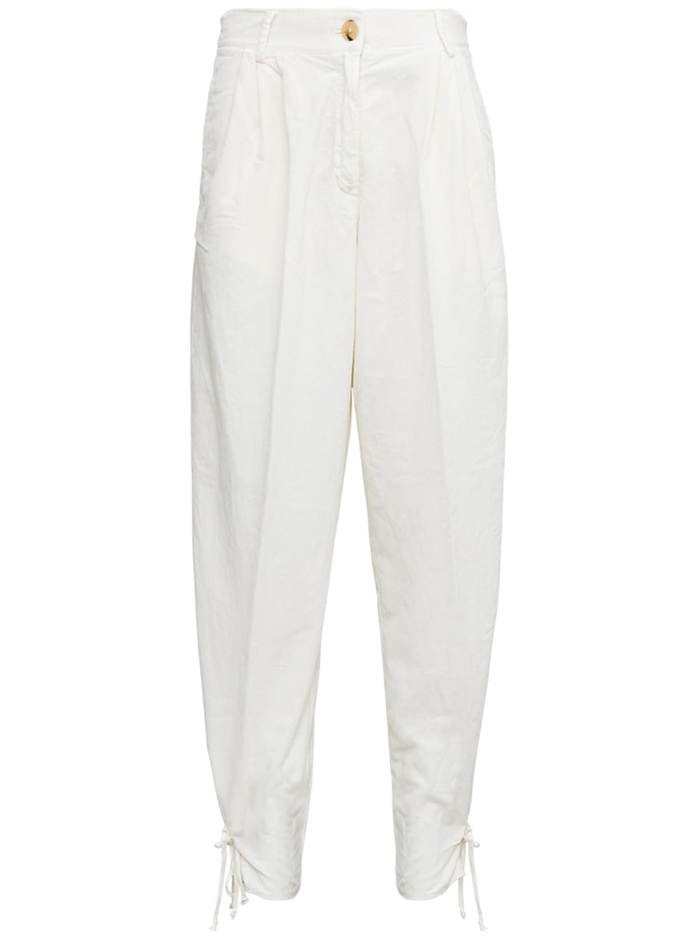 Forte Forte White Viscose Blend Pants With Bows Detail