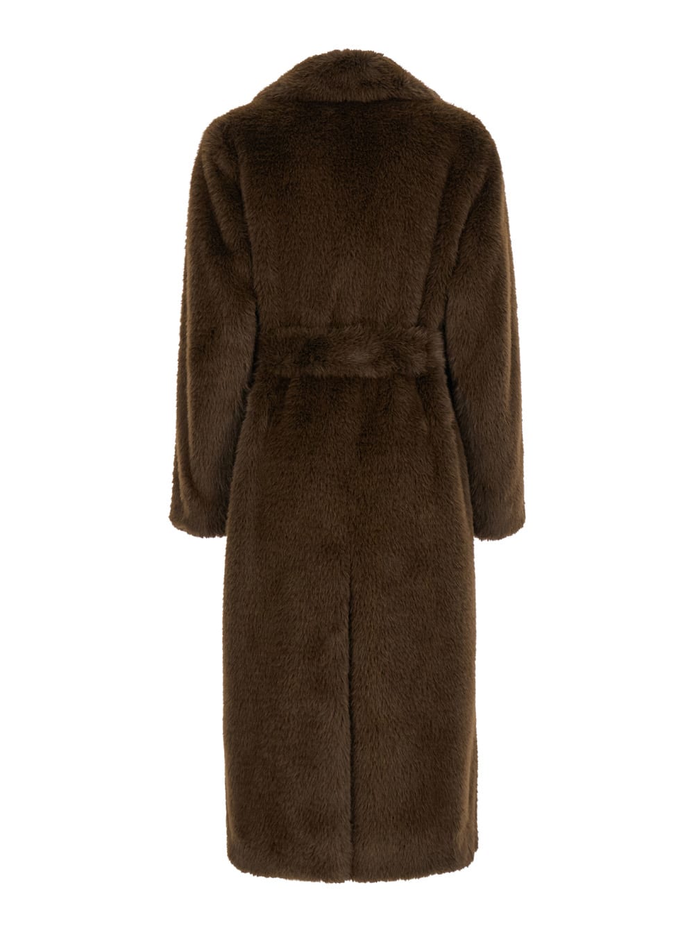 Shop P.a.r.o.s.h Brown Single-breasted Coat With Matching Belt In Cruelty-free Shearling Woman