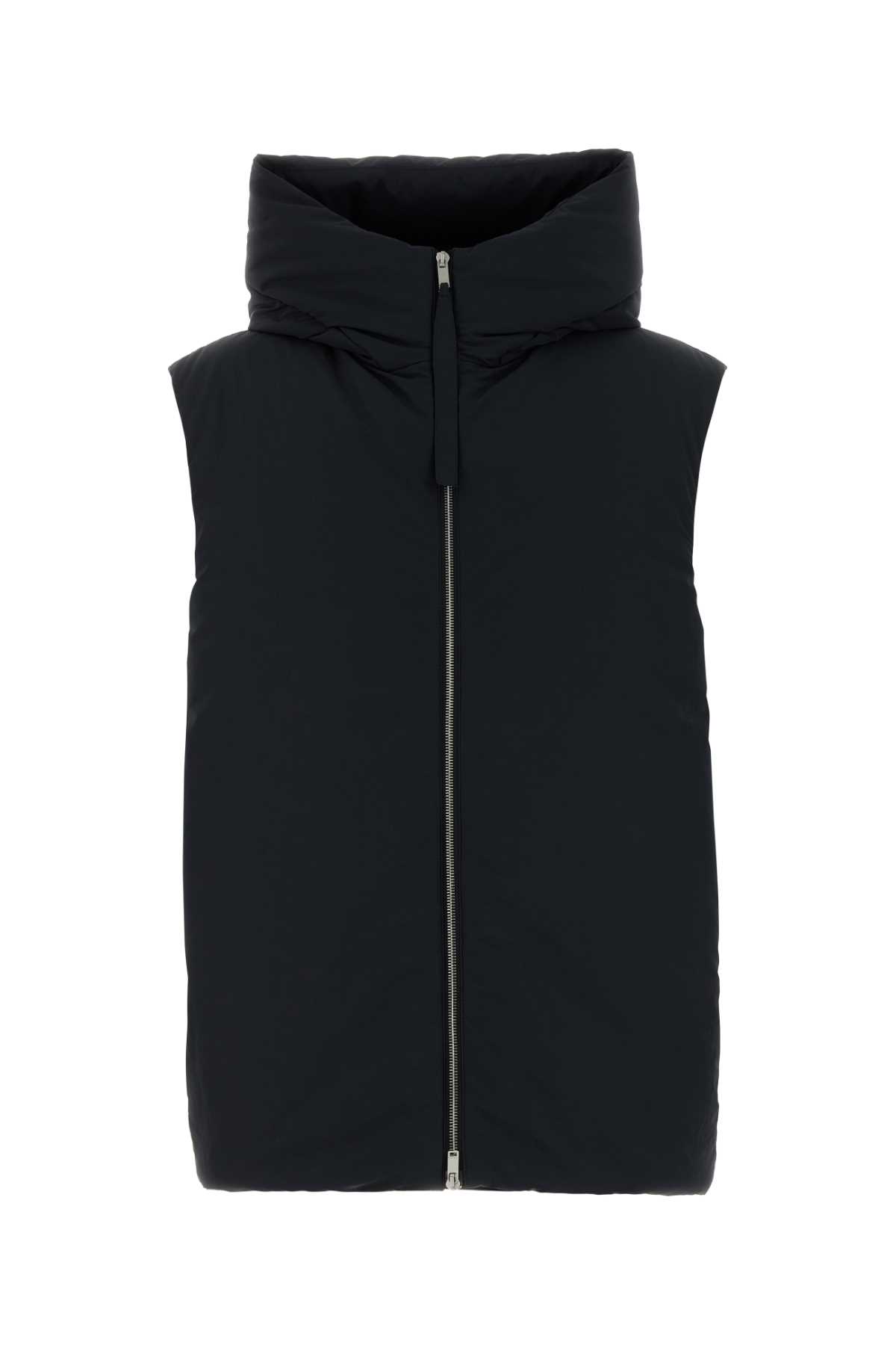 Jil Sander Insulated Sleeveless High Collar Jacket In Black