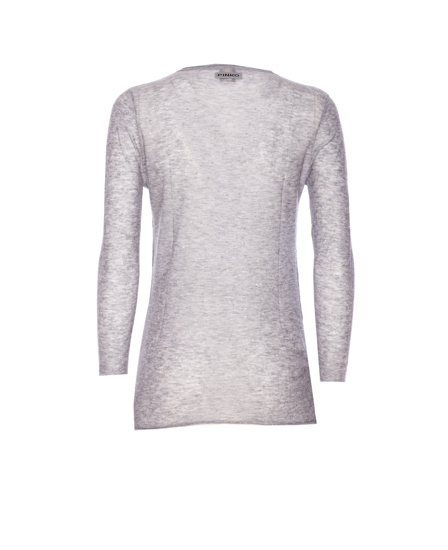 Pinko Crew-neck Sweater With Sequins In Gray