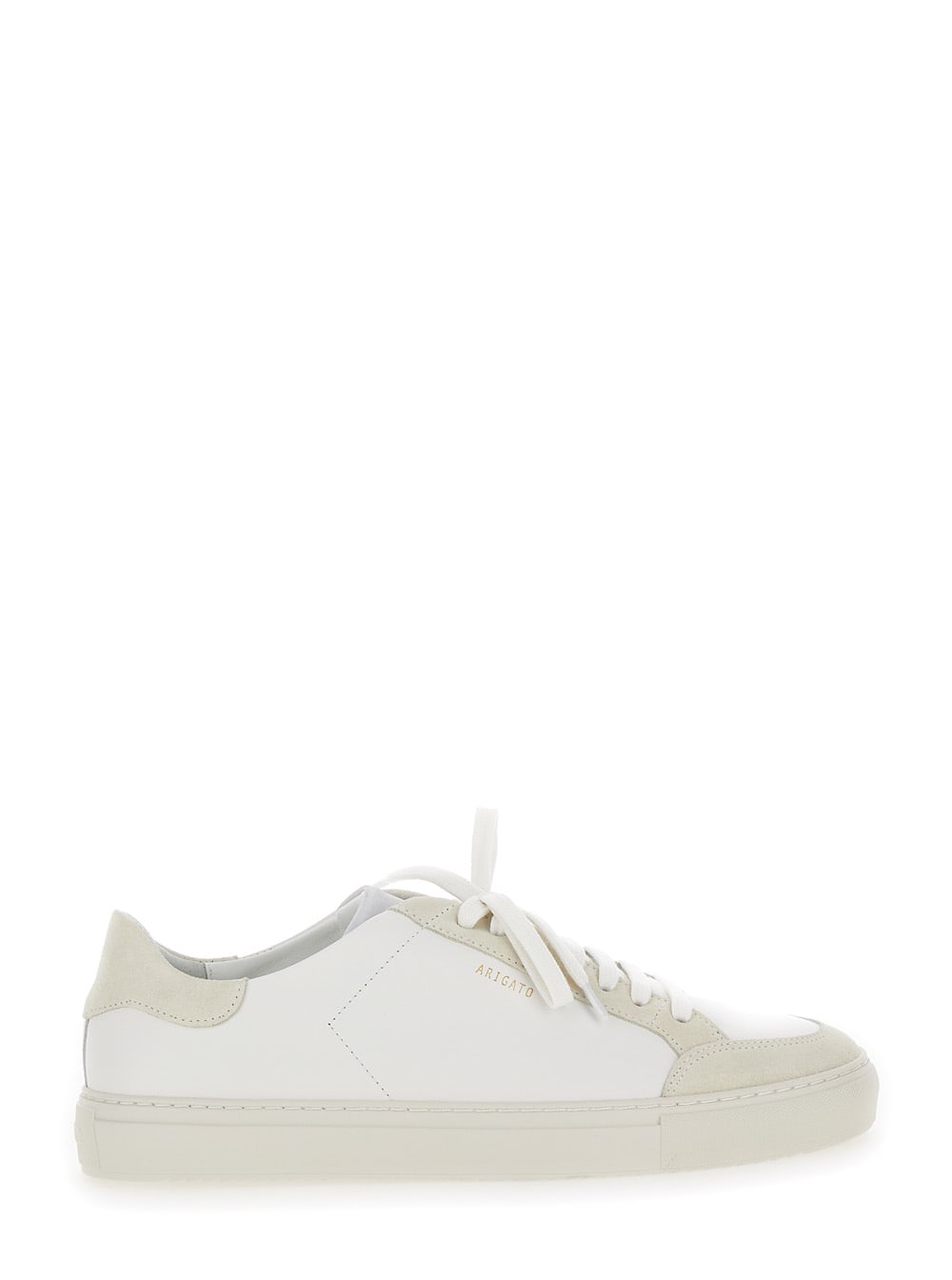 clean 90 Triple White Low Top Sneakers With Laminated Logo In Leather And Suede Man