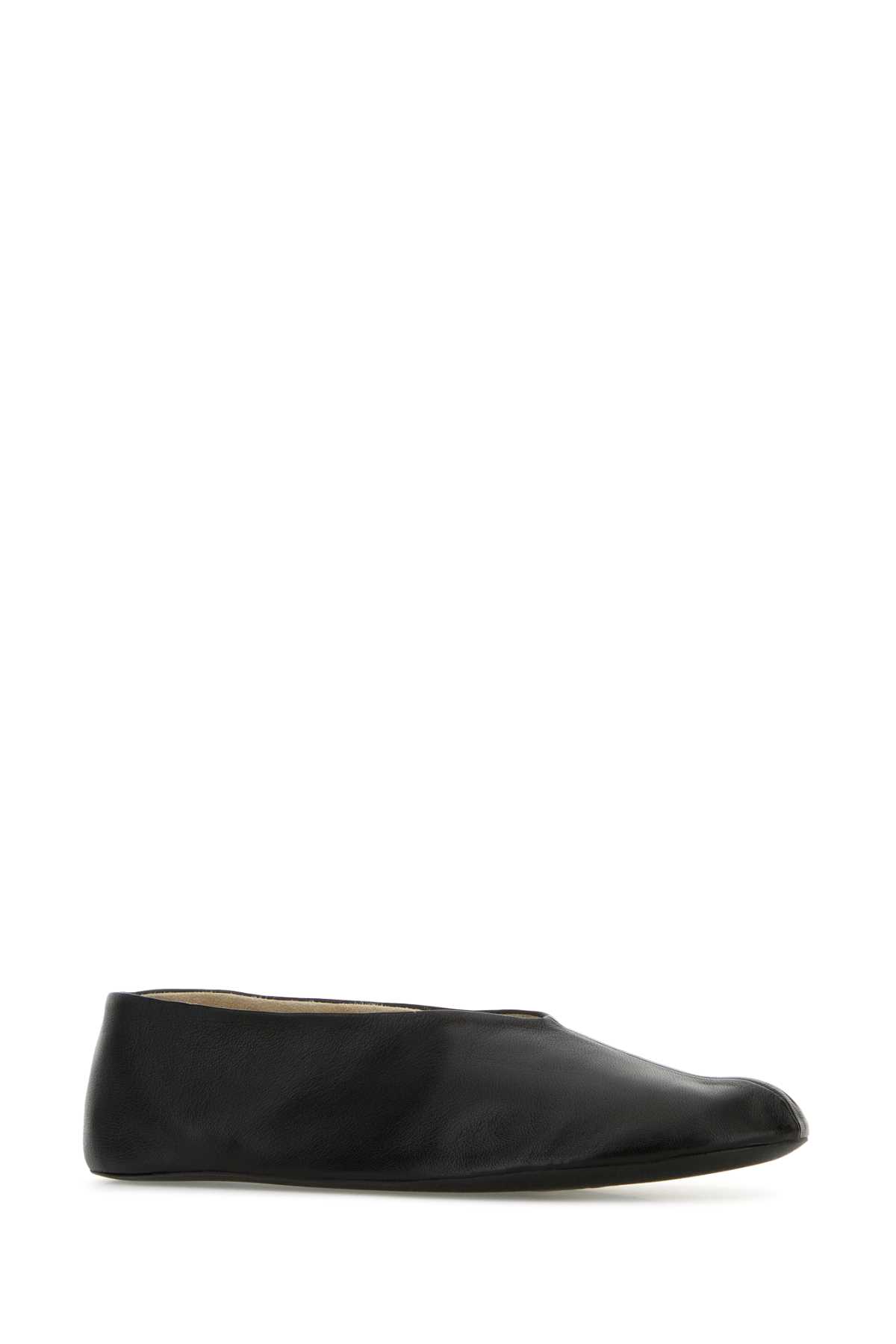The Row Black Nappa Leather Strella Ballerinas In Black