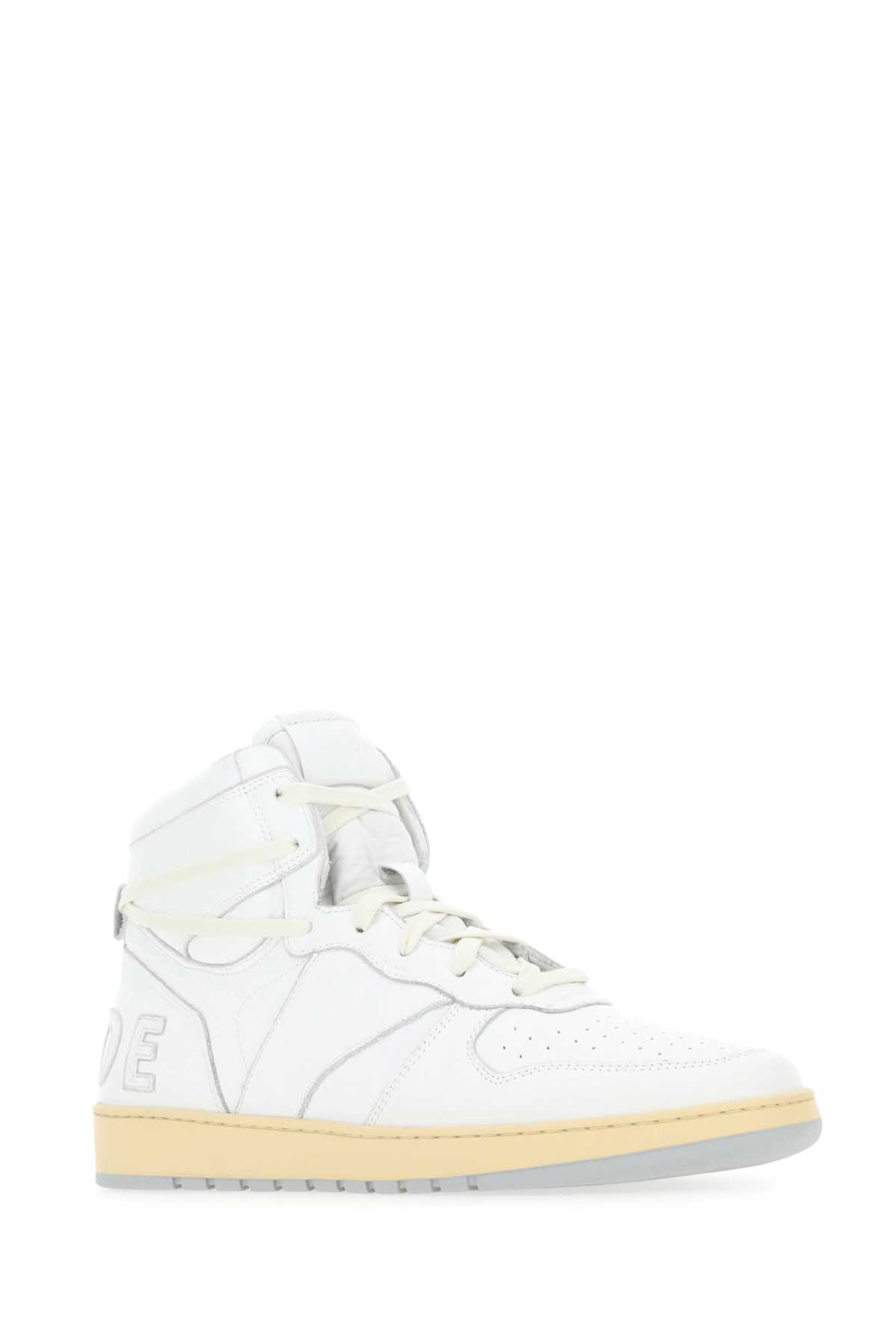 Rhude White Leather Rhecess Sneakers In 0444