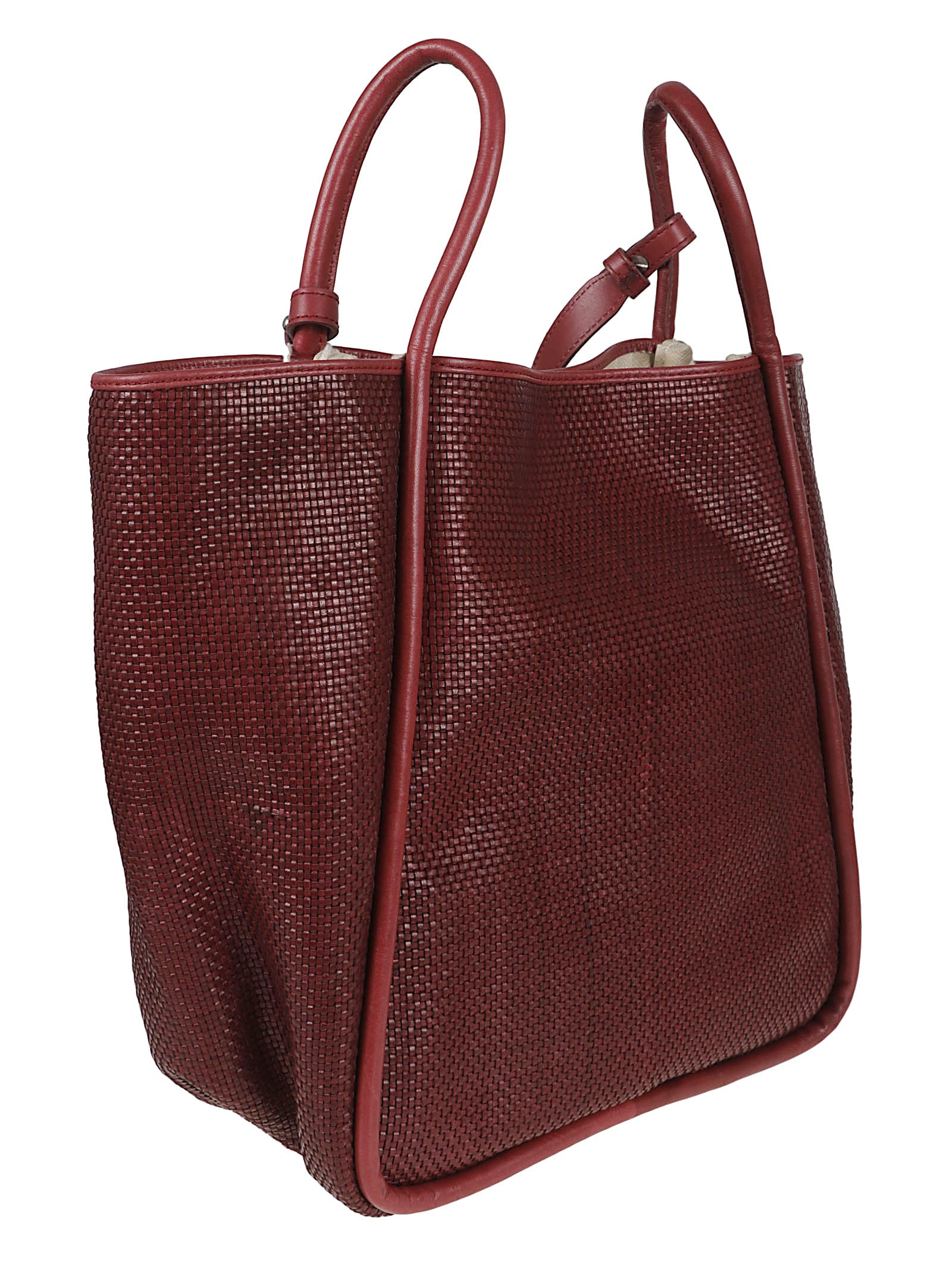 Dragon Diffusion Ana Woven Calfskin Tote Bag In Burgundy