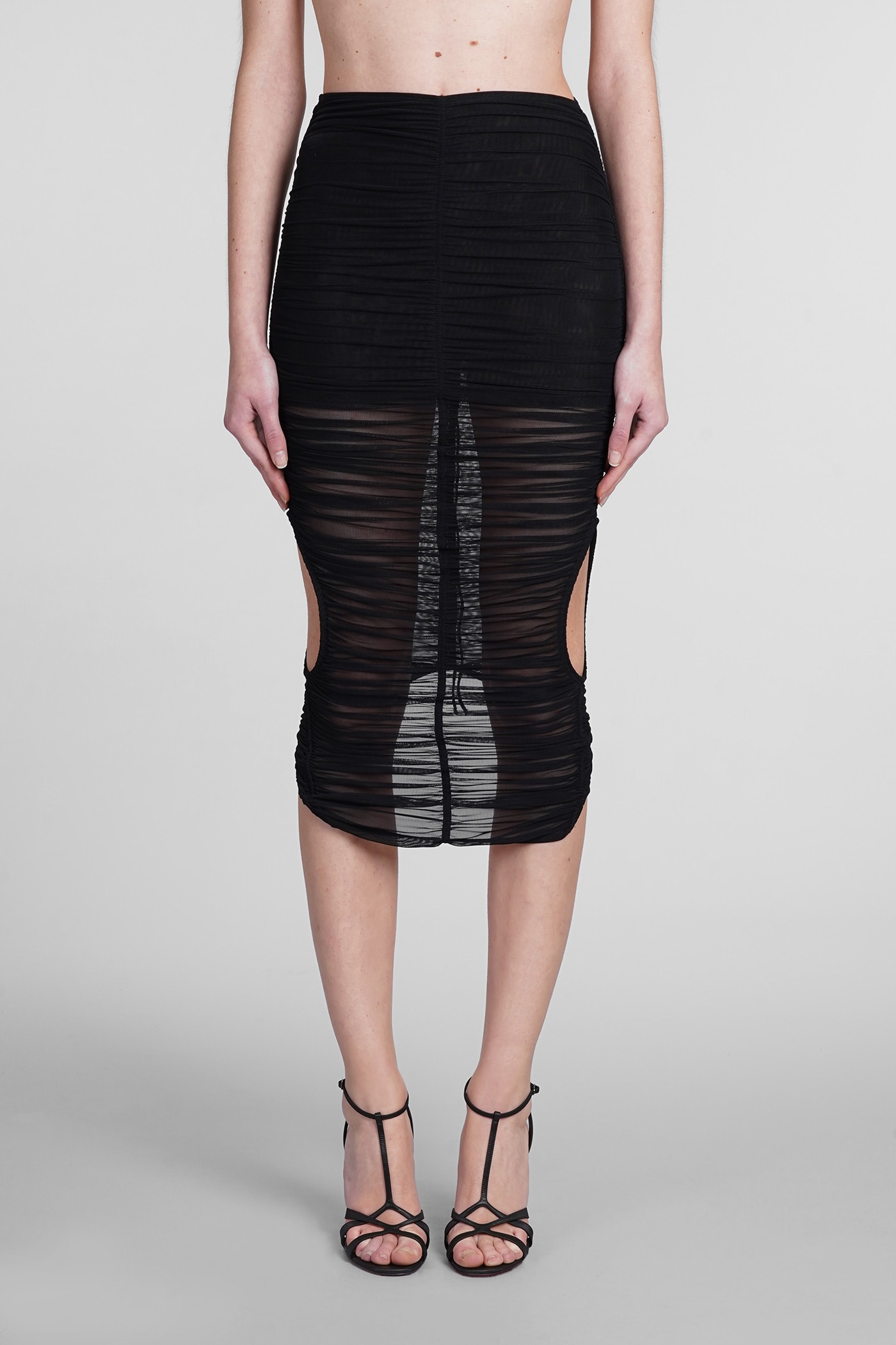 Shop Mugler Skirt In Black Polyamide
