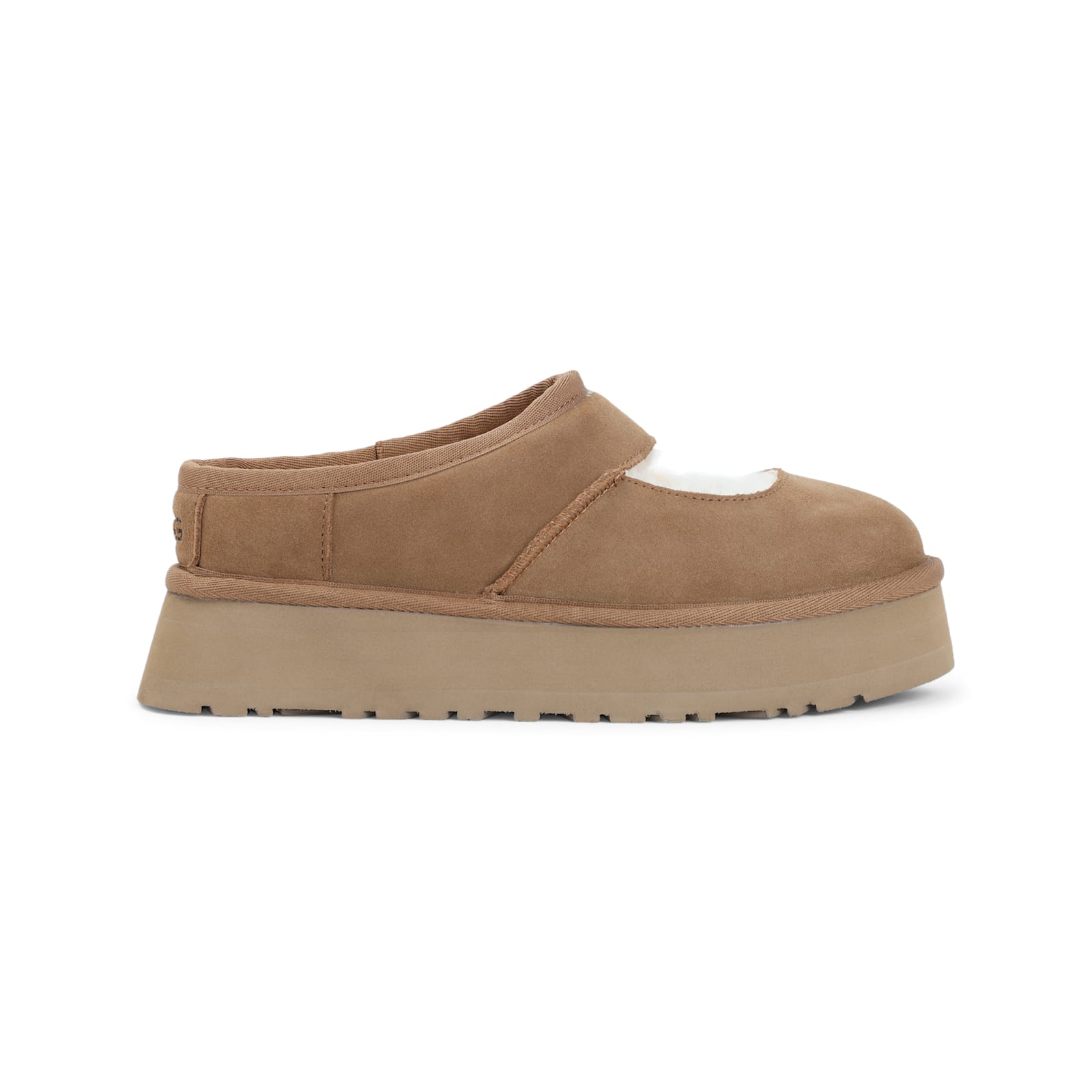 Ugg Bea Mary-jane Flatform Suede Slippers In Brown